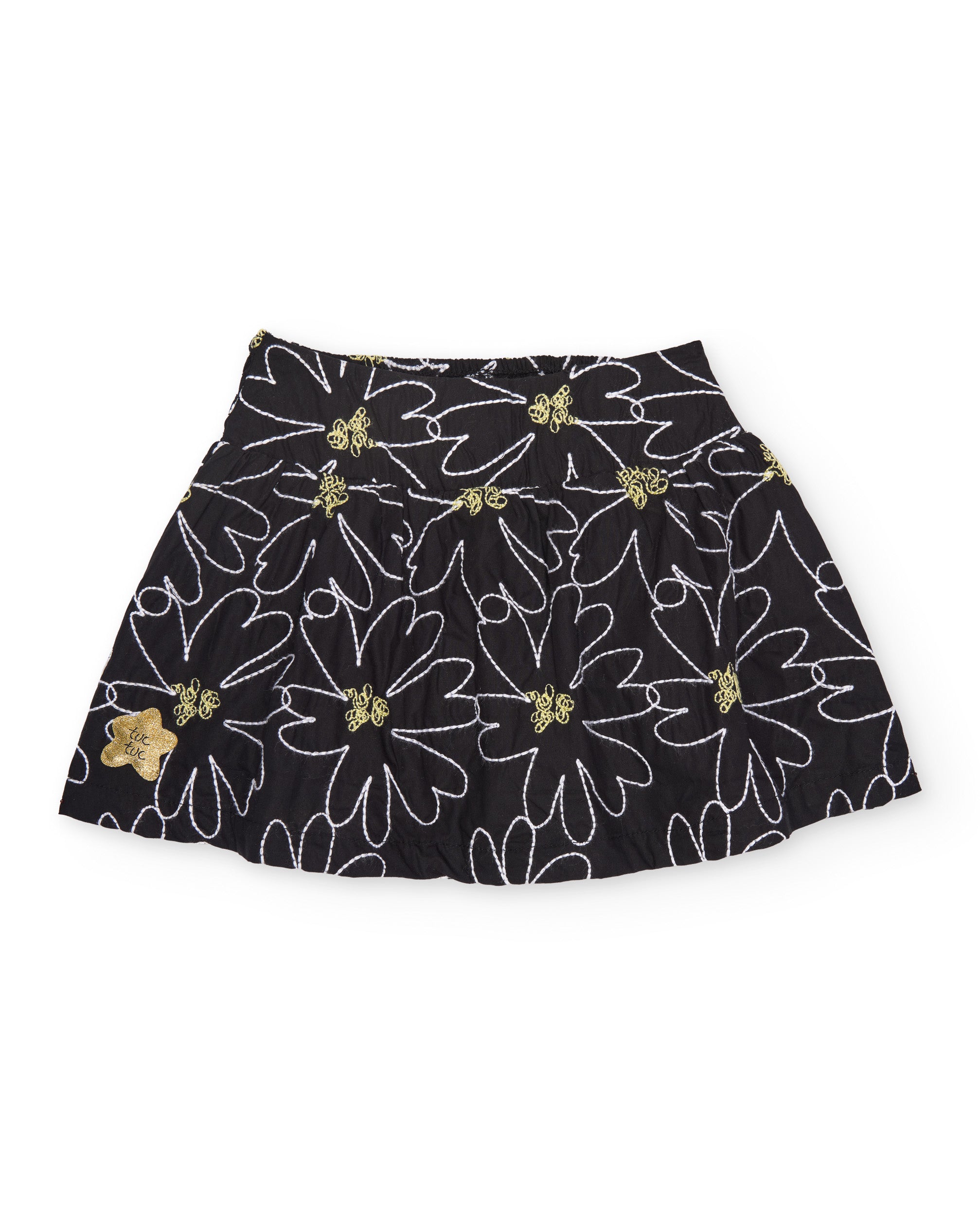 Falda de niña de plana con bordado floral