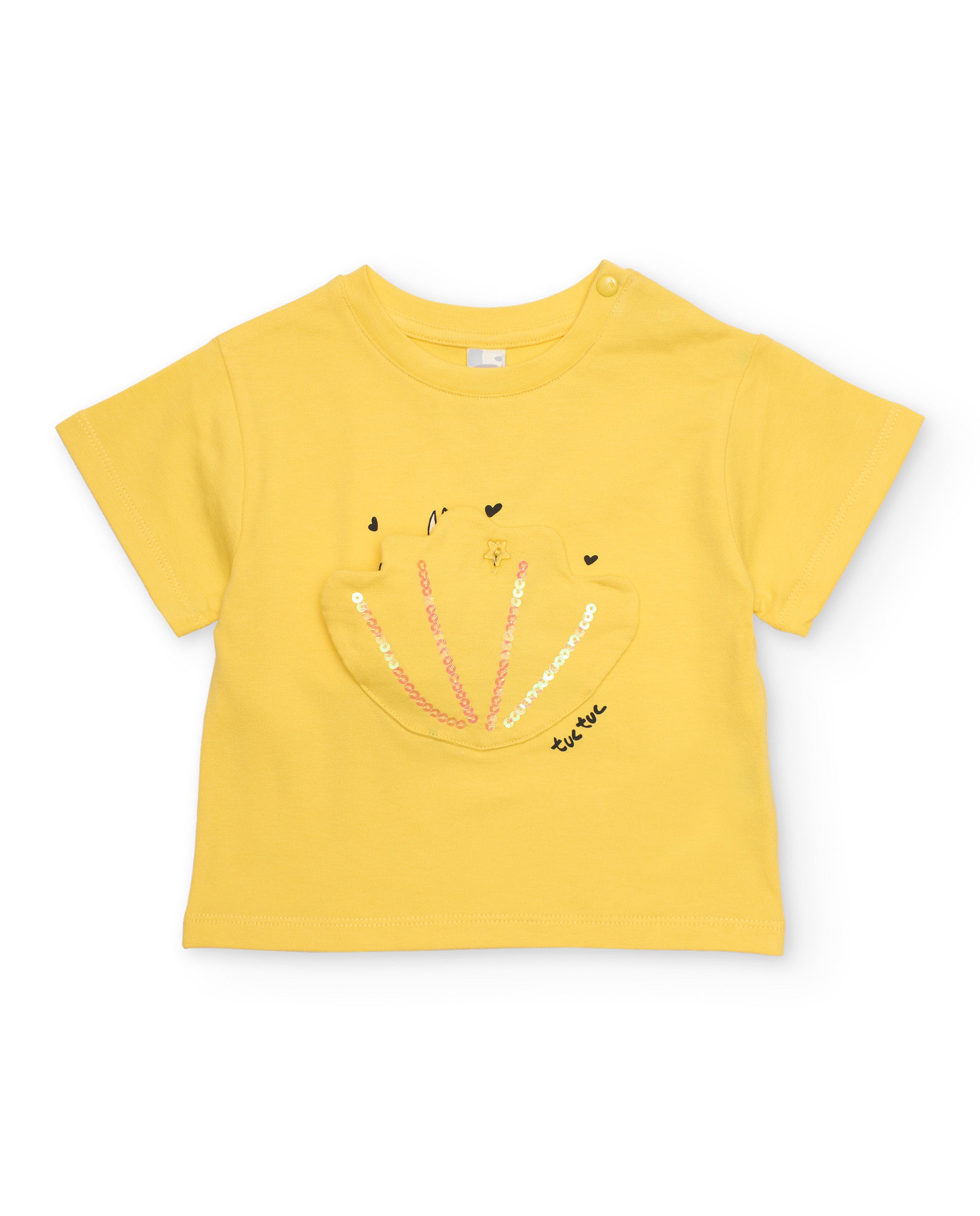 Camiseta de niña de punto con detalle en relieve y lentejuelas