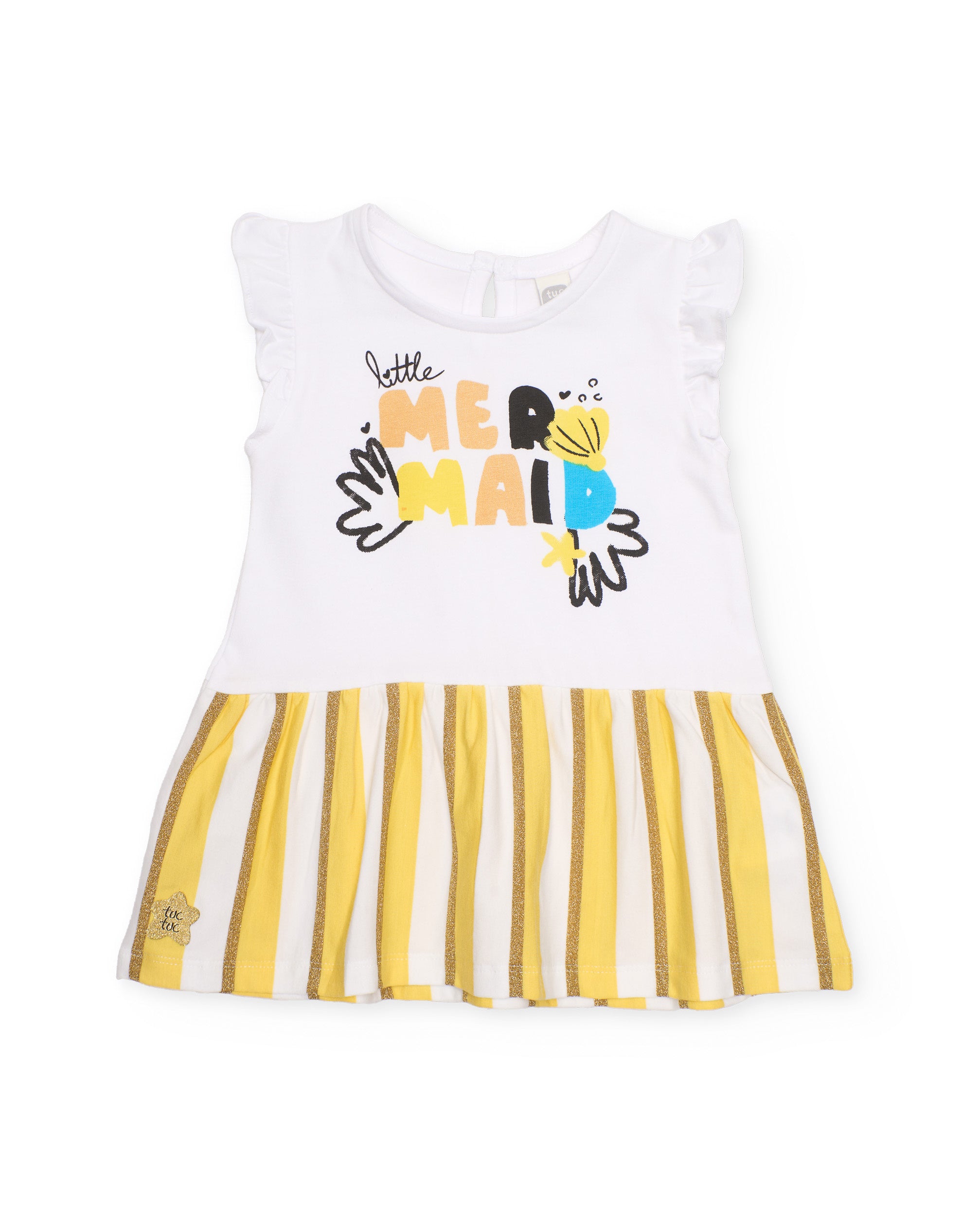 Vestido de niña de punto con franjas verticales