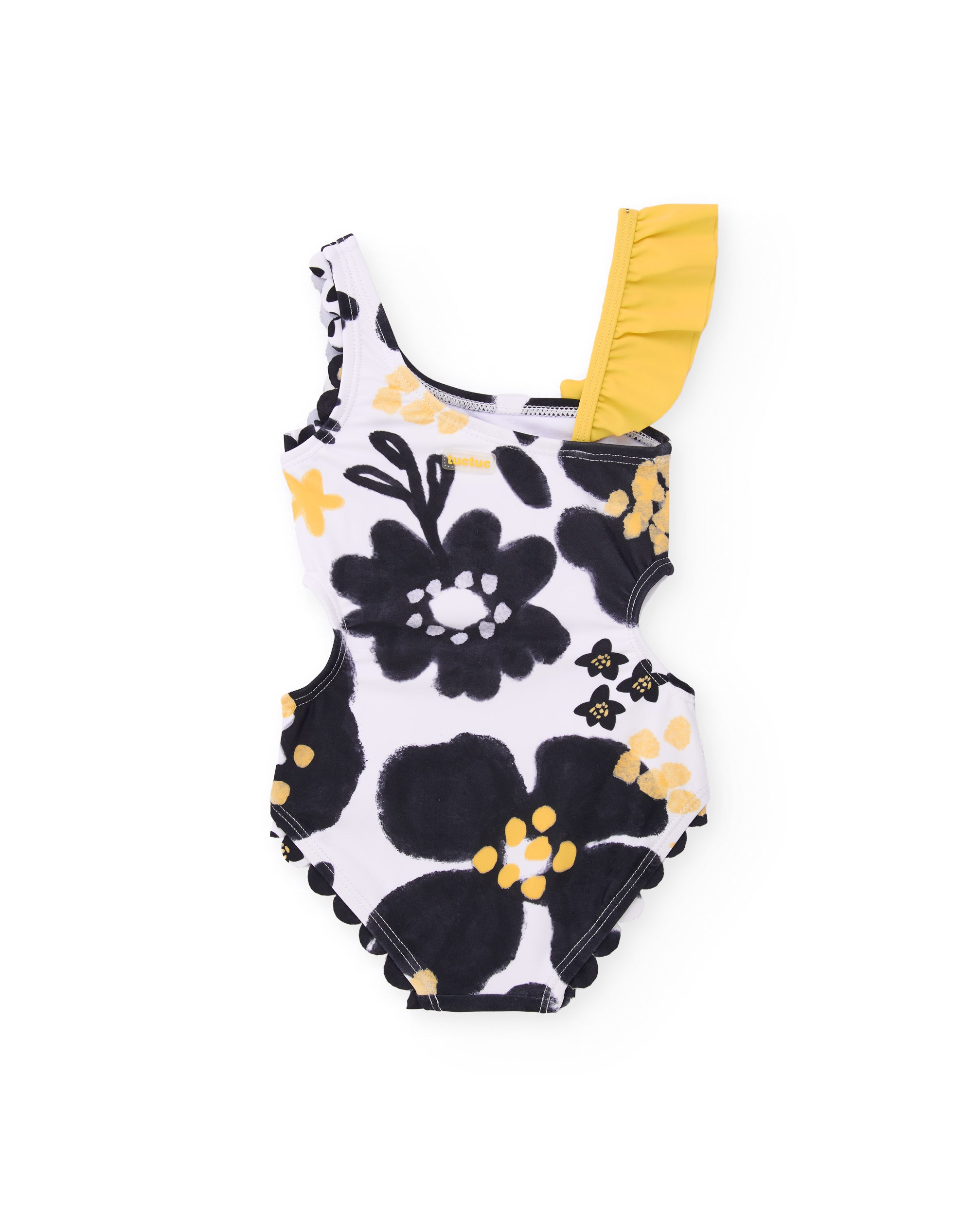 Bañador de niña de punto con diseño asimétrico