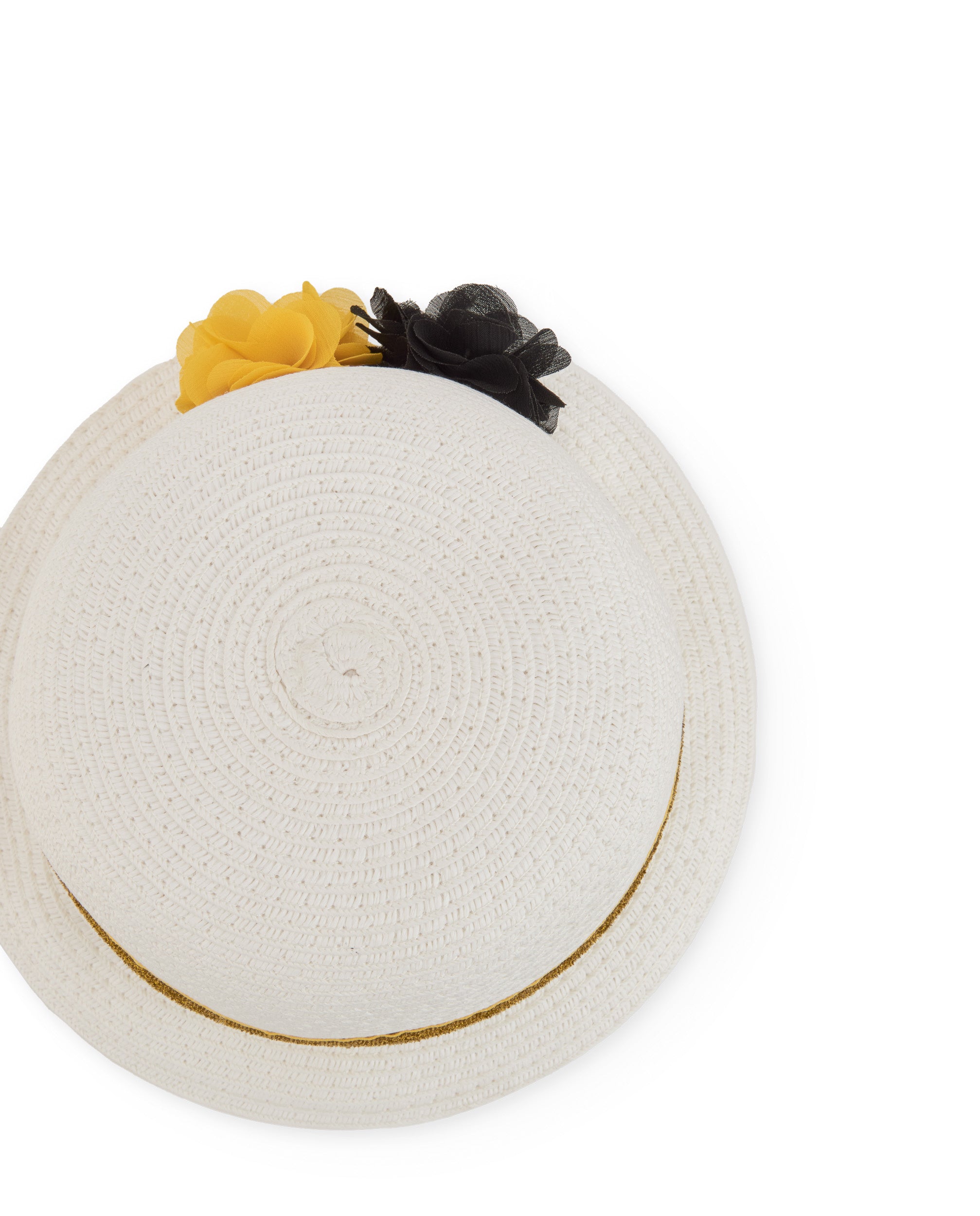Sombrero de niña de plana y flores en relieve