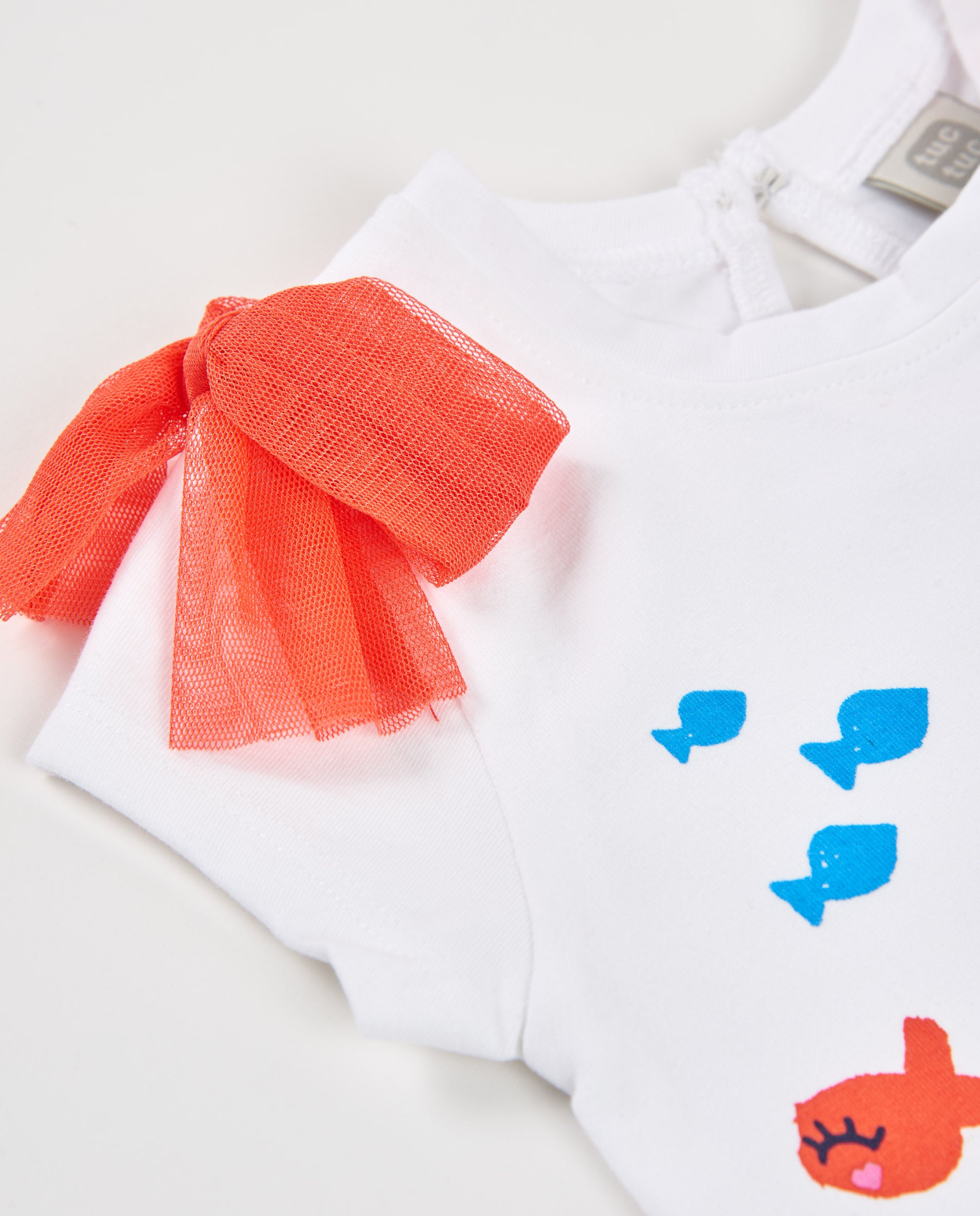 Camiseta de niña de punto con pez frontal