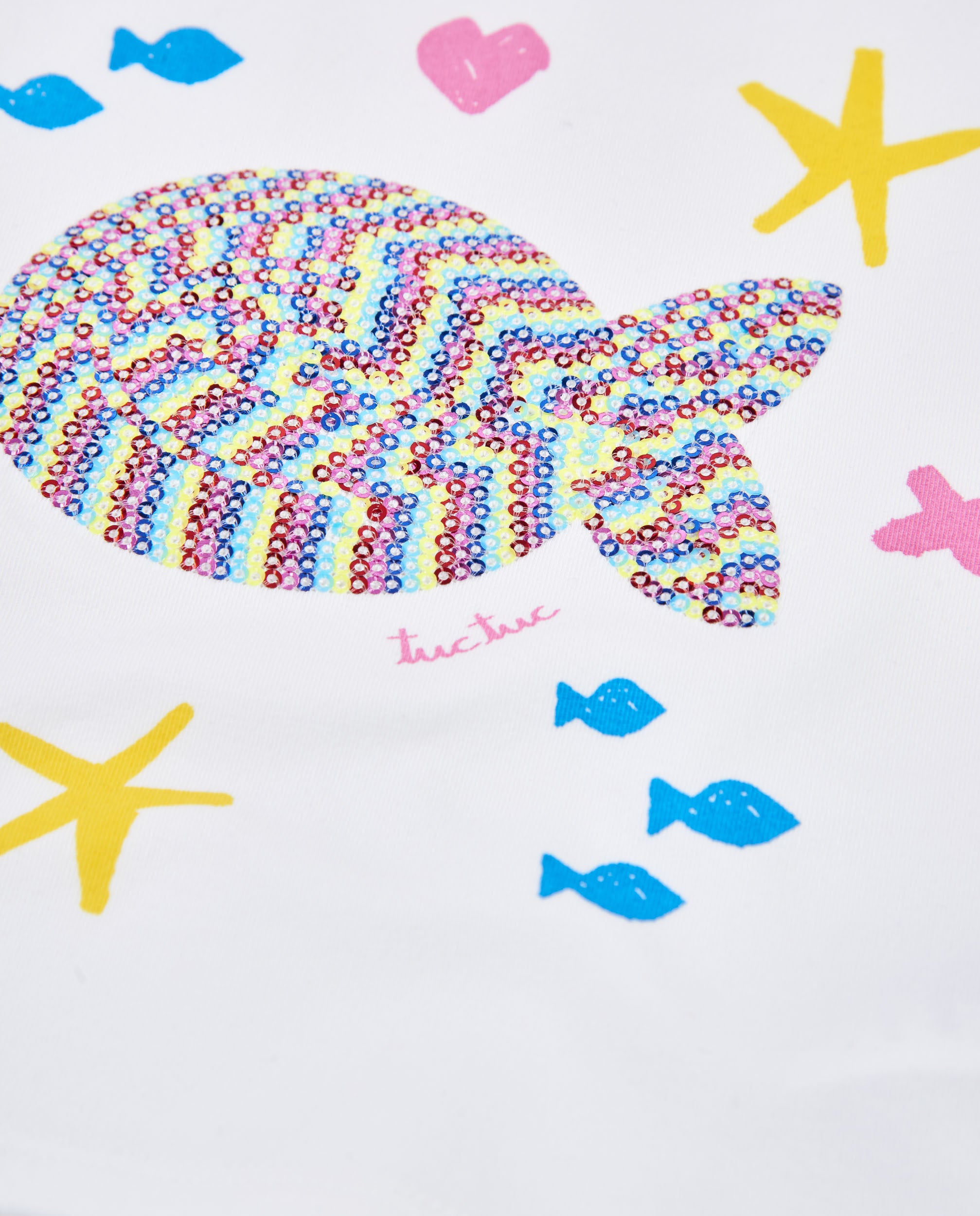 Camiseta de niña de punto con pez frontal