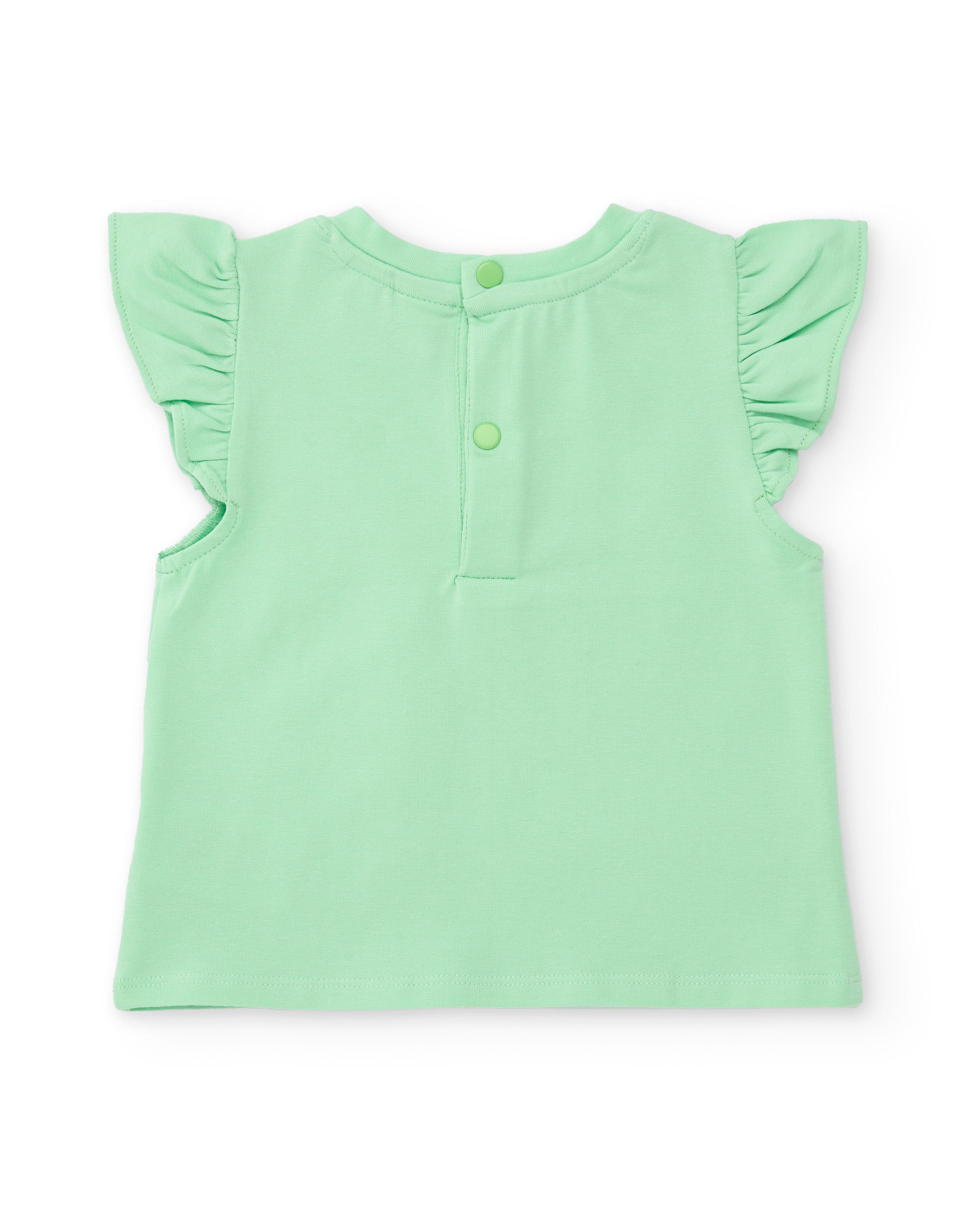Conjunto de niña de punto y volantes en mangas
