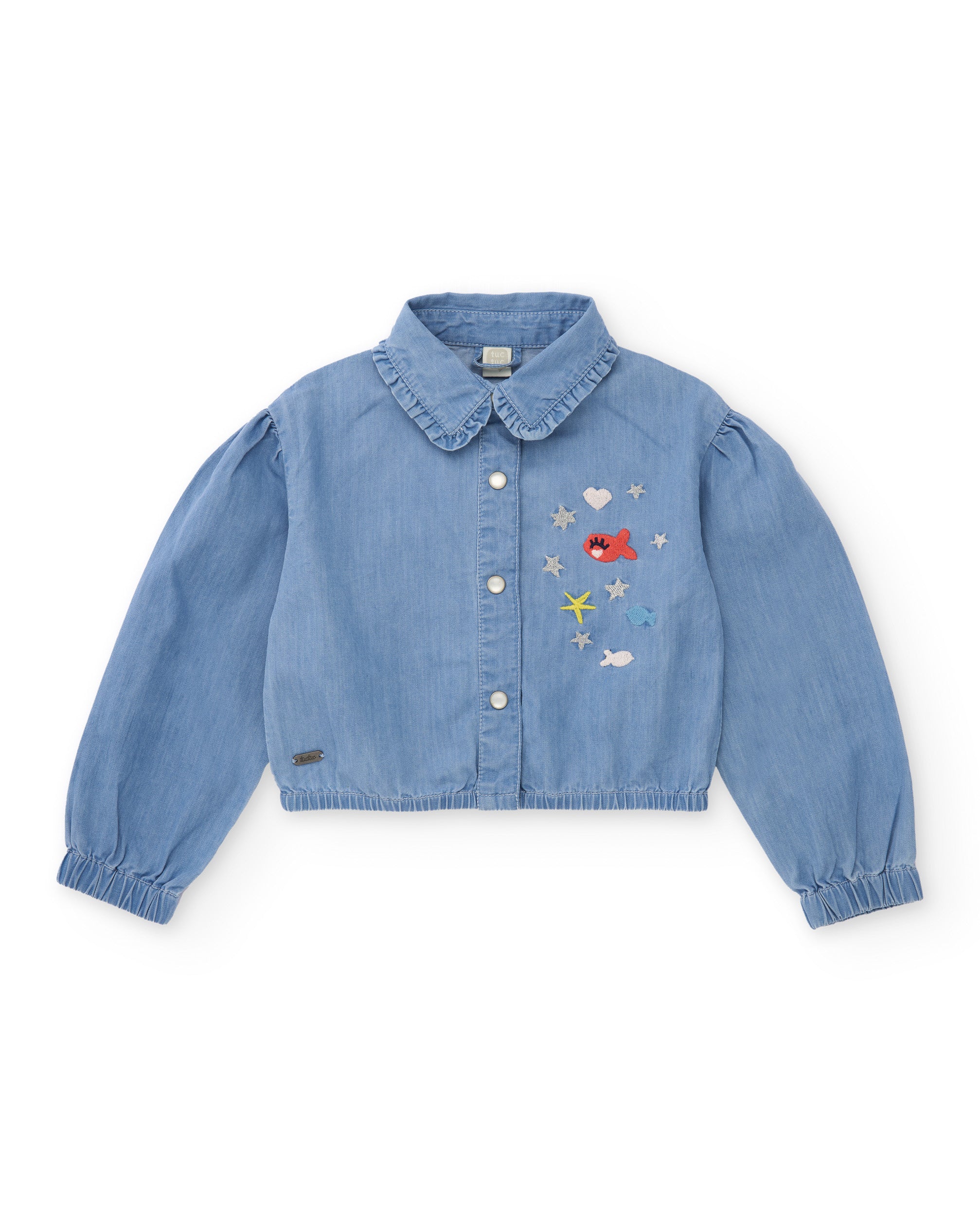 Camisa de niña de plana y denim ligero
