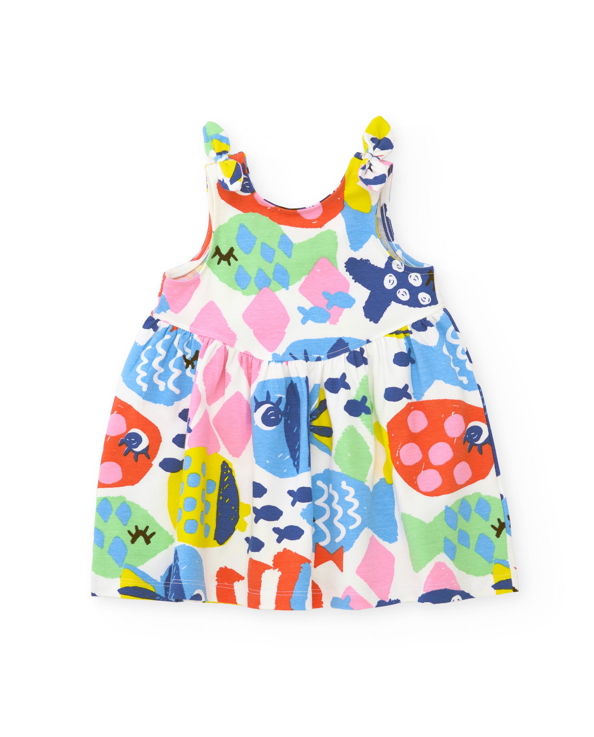 Vestido de niña de punto con tirantes anudados