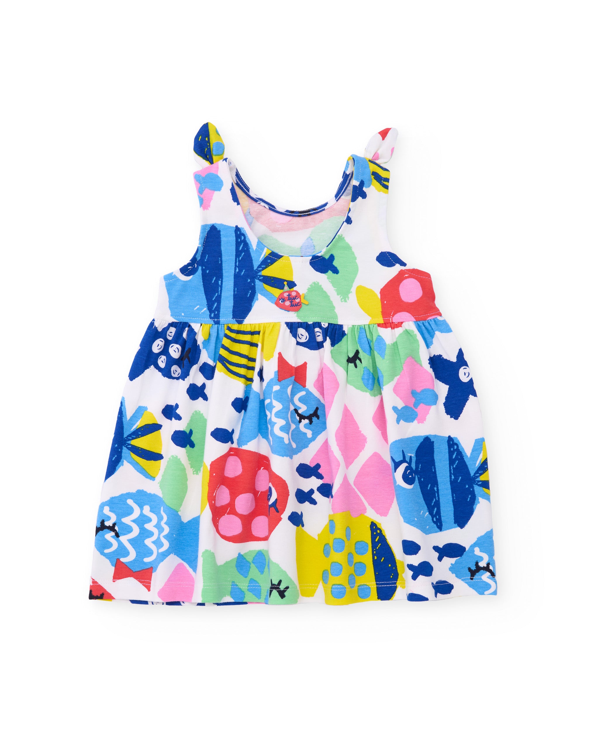 Vestido de niña de punto con tirantes anudados