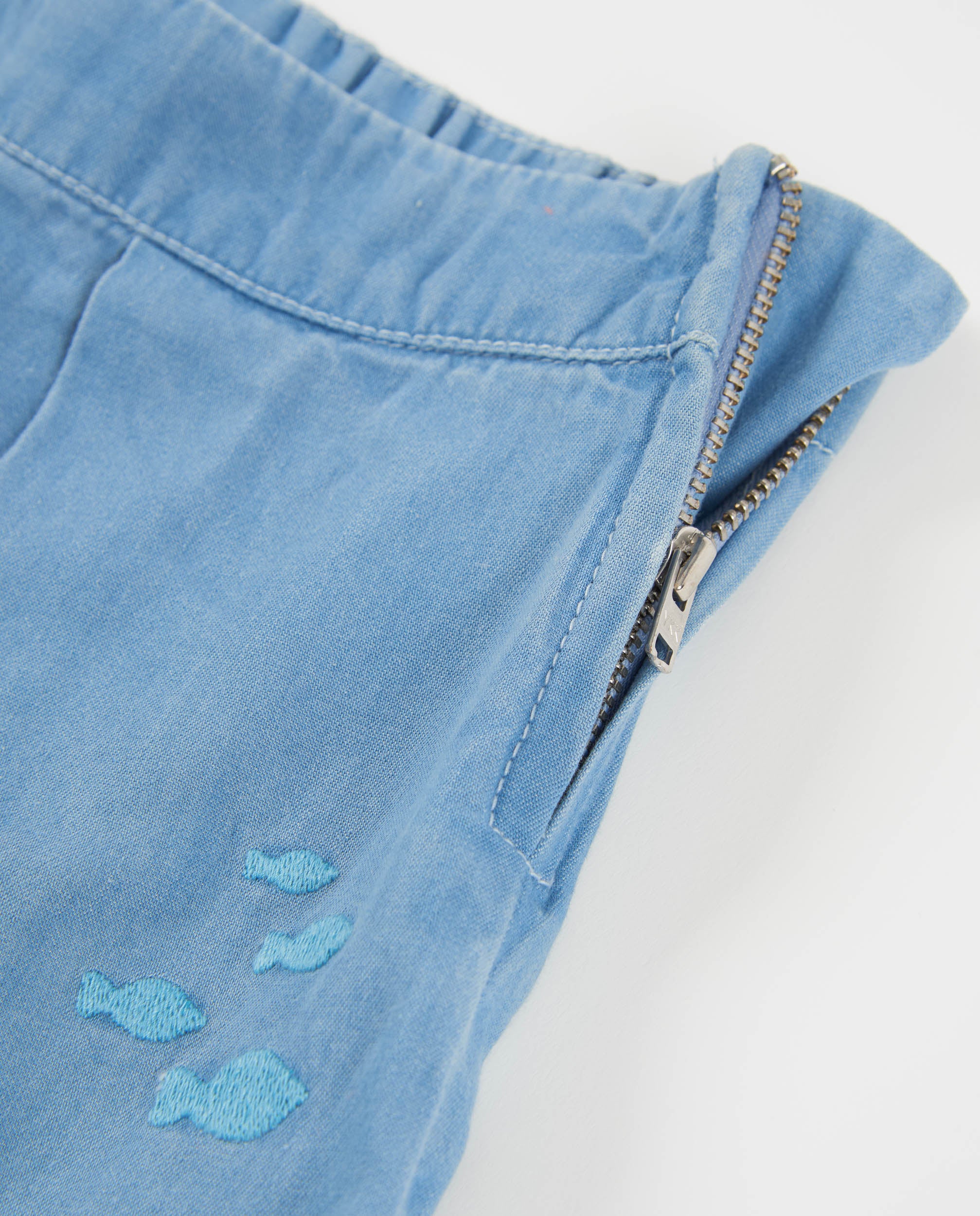 Falda pantalón de niña de plana y denim ligero