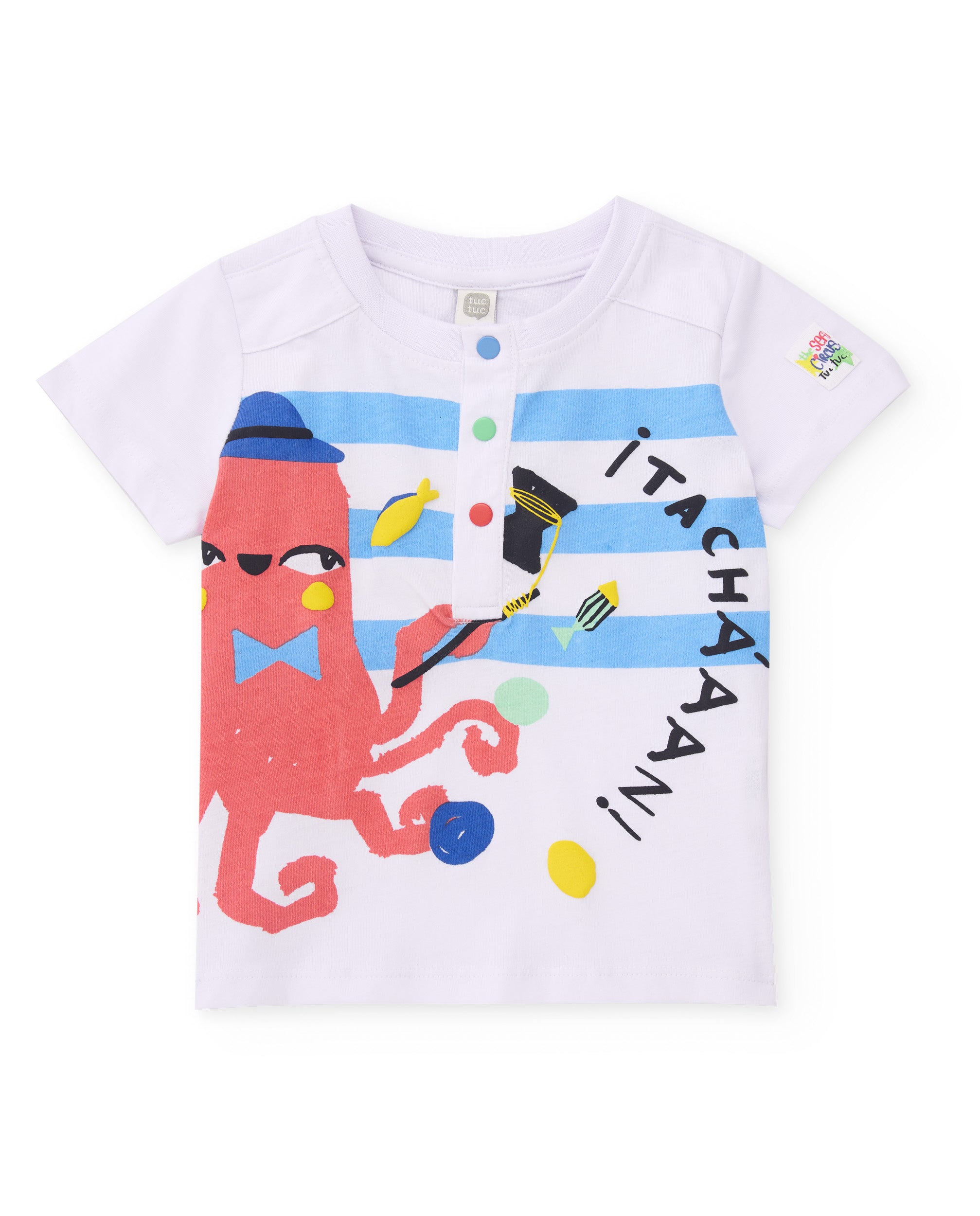 Camiseta de niño de punto y diseño a rayas