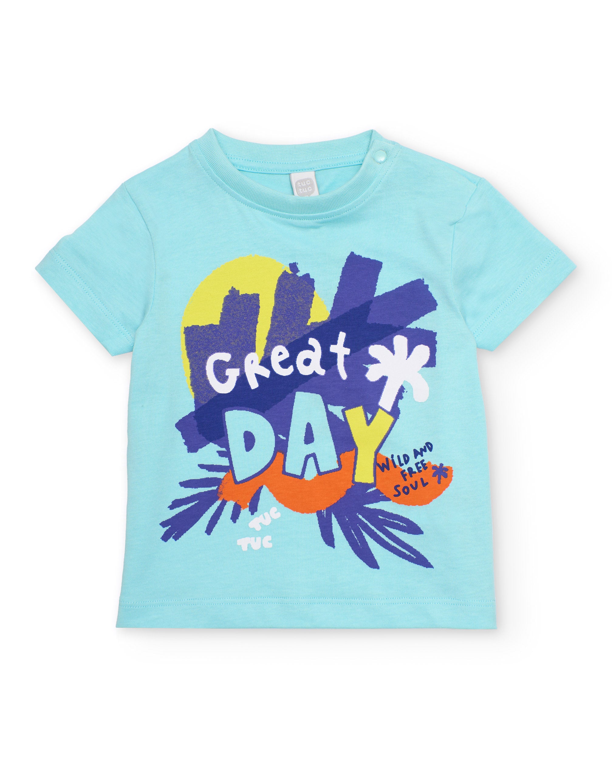 Camiseta de niño de punto con cierre en hombro