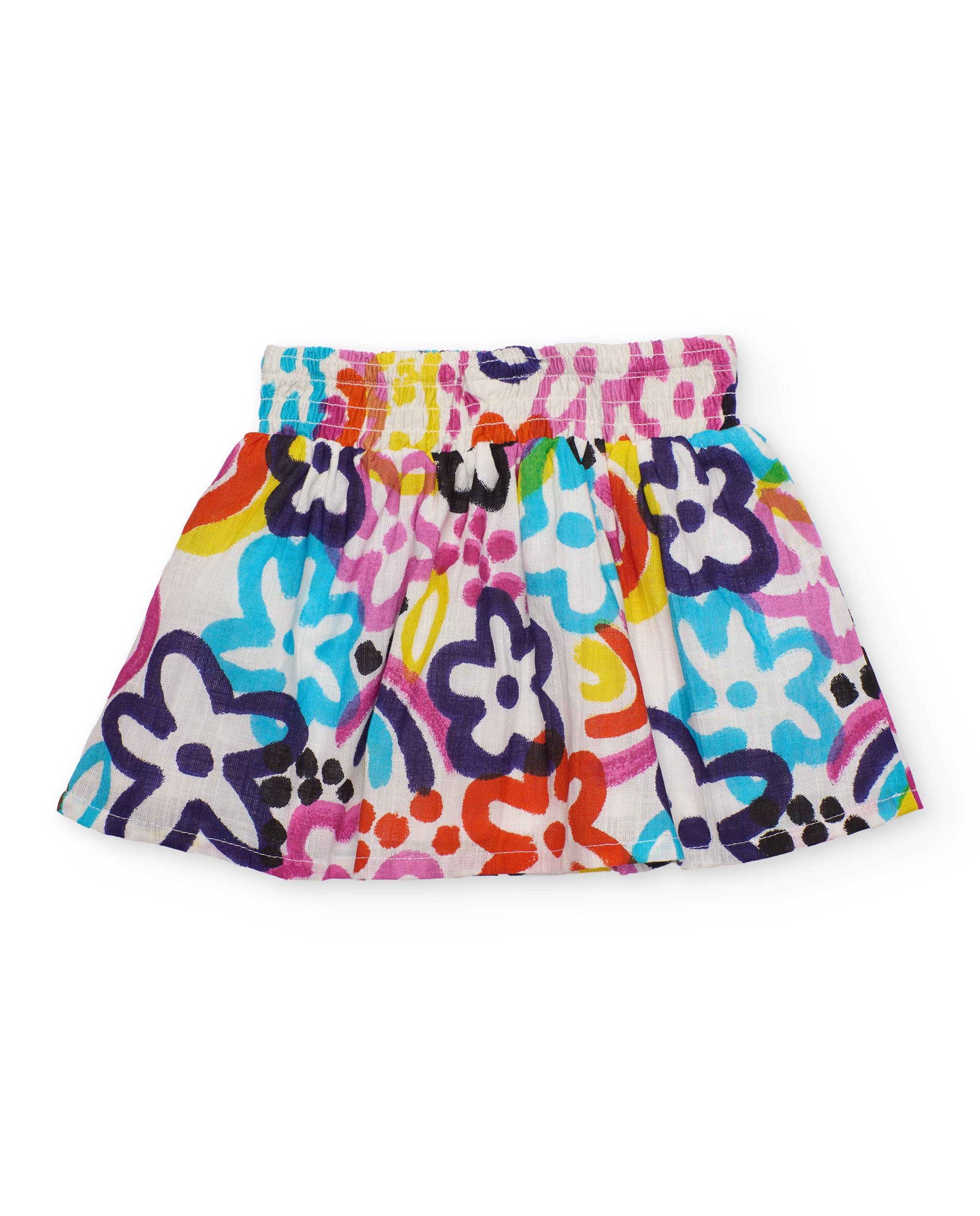 Falda de niña de plana con diseño floral integral