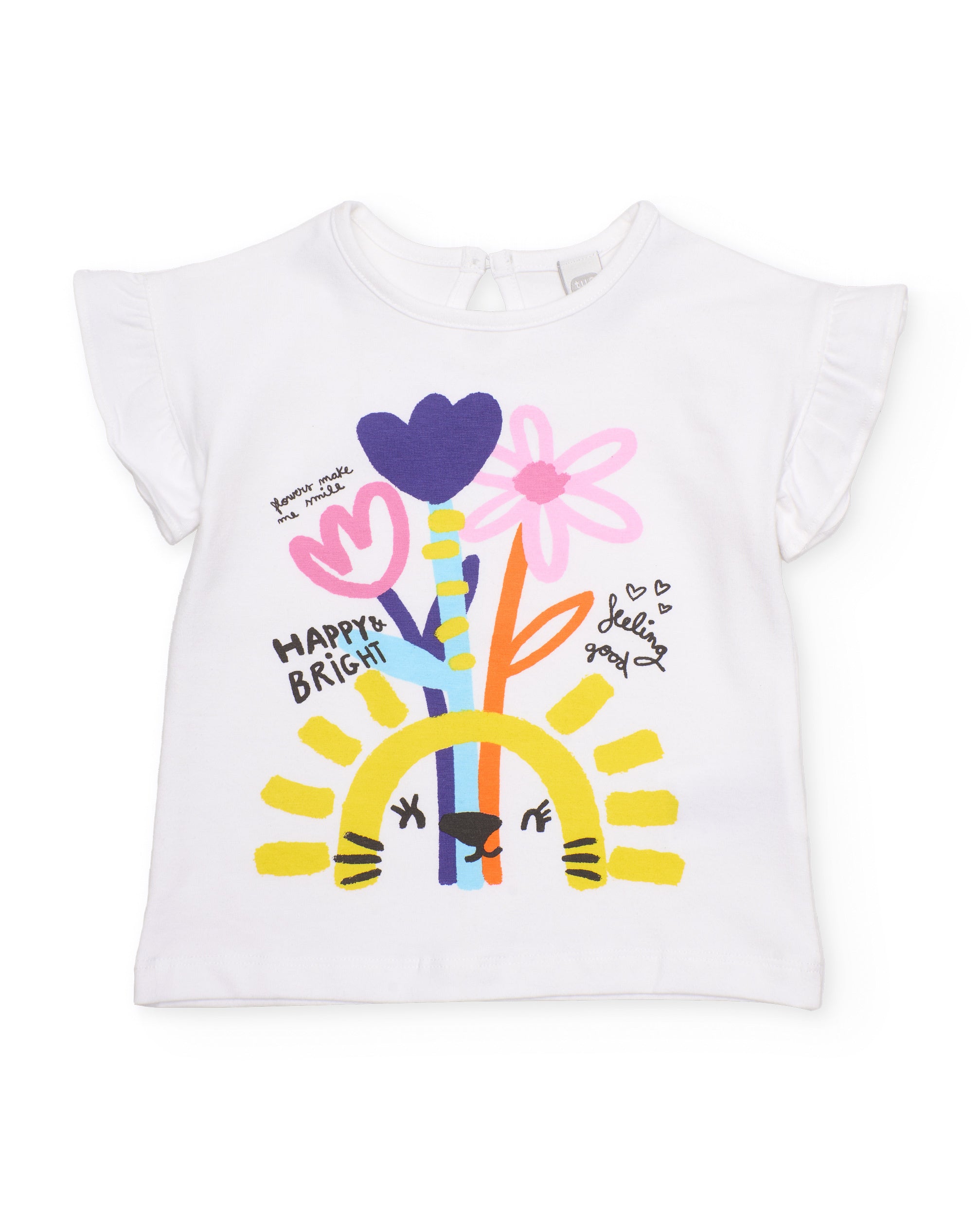Camiseta de niña de punto con volantes en mangas