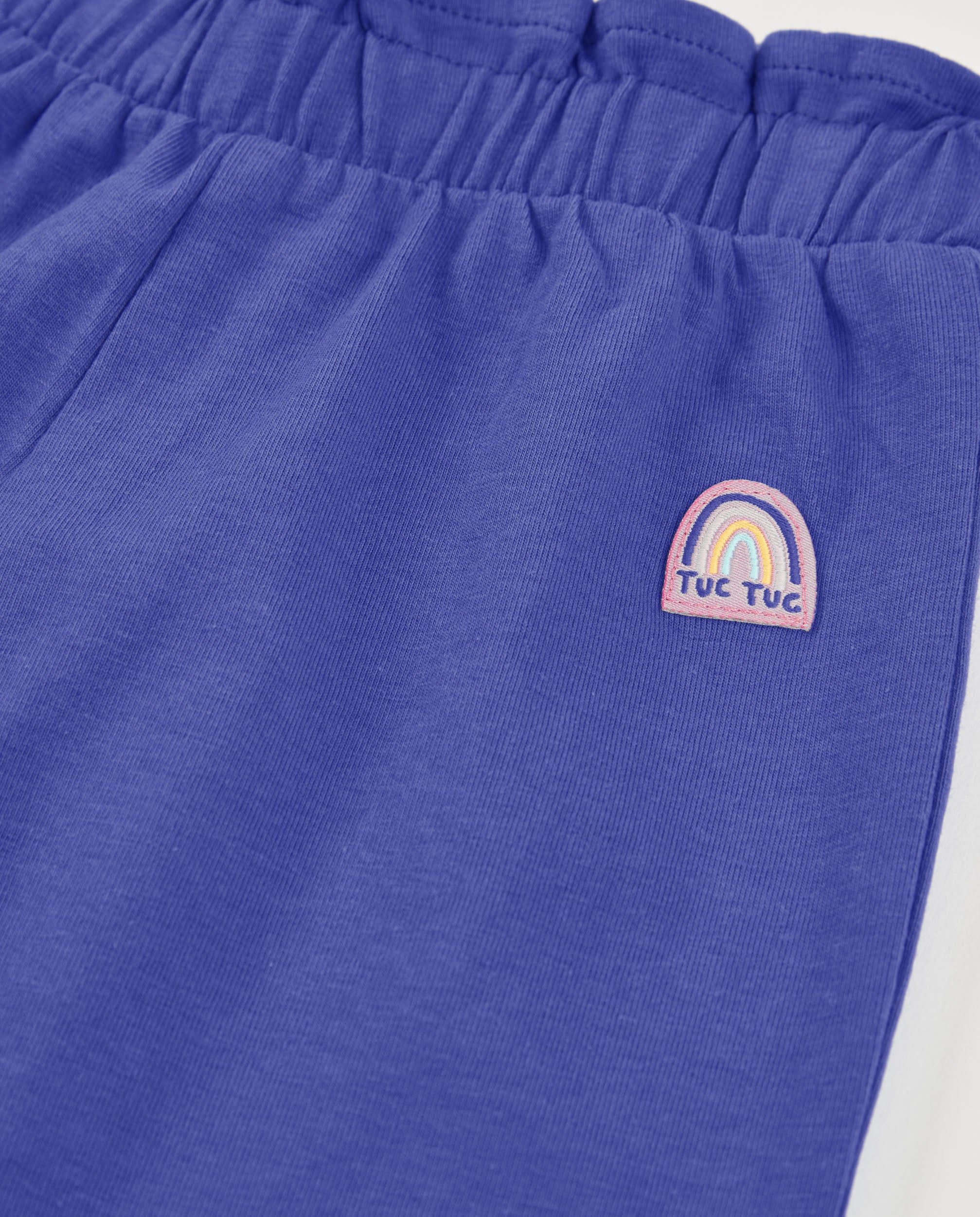 Pantalones de niña de punto y cinturilla elástica fruncida