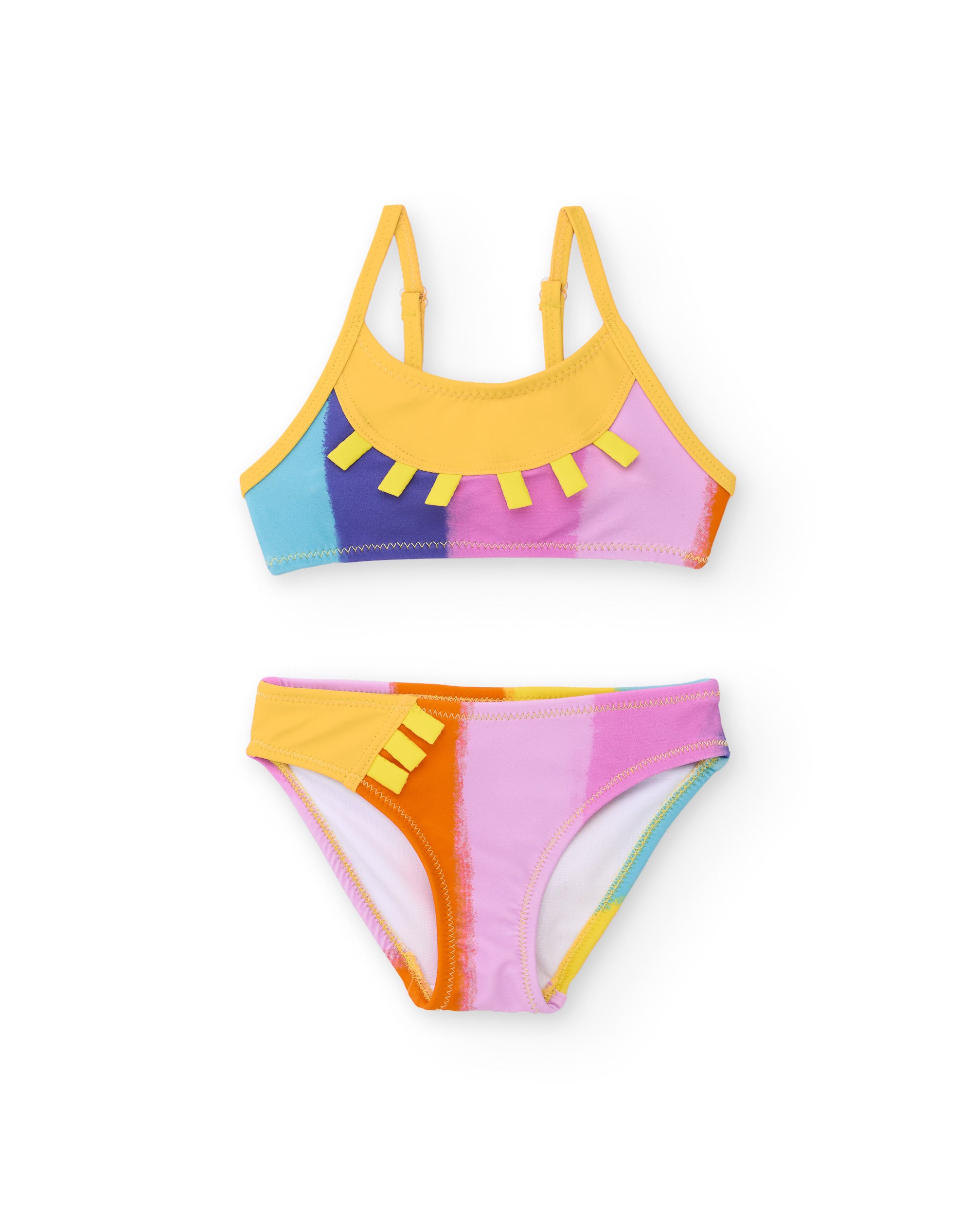 Bikini de niña de punto y tiras decorativas