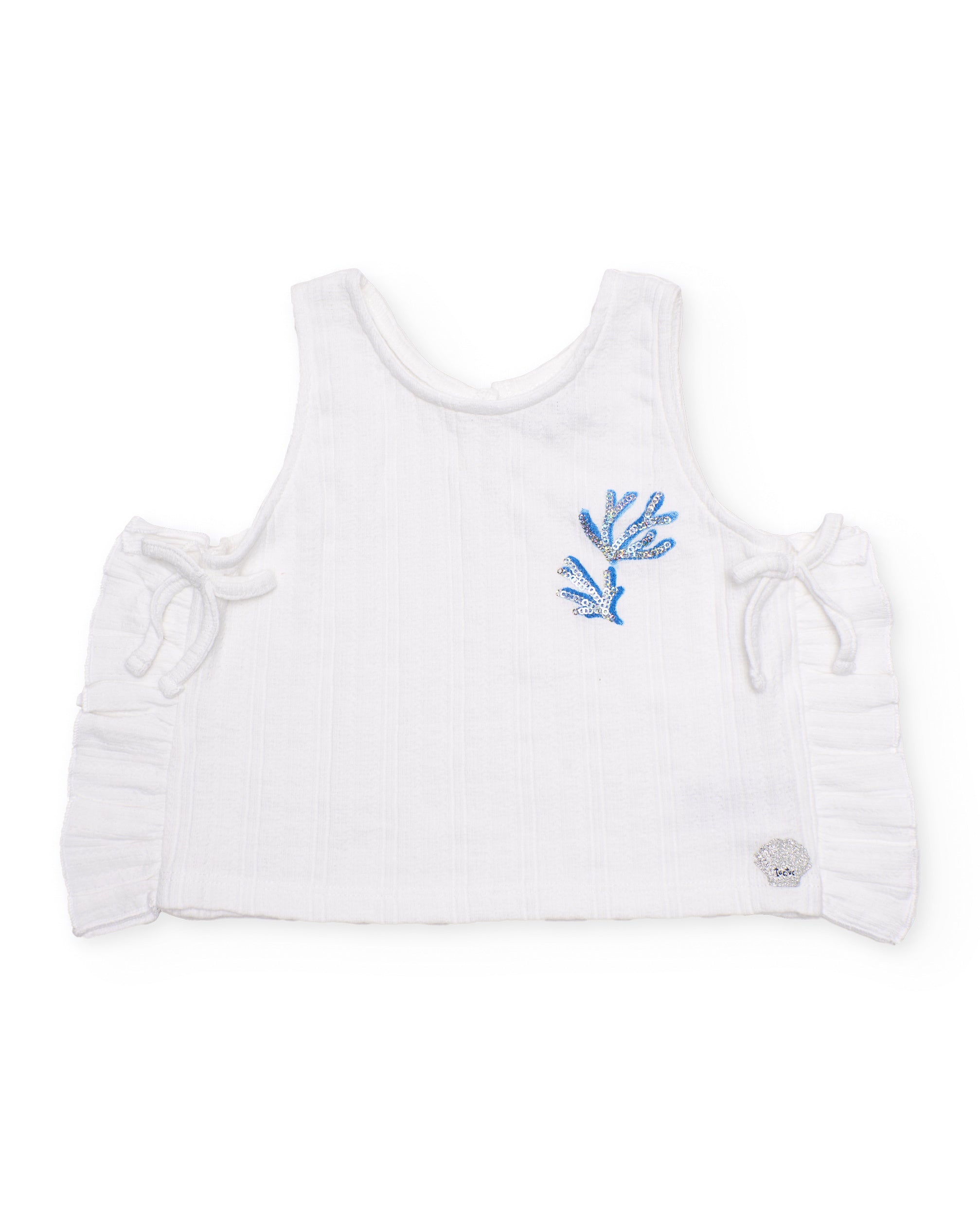 Top de niña de punto y lentejuelas decorativas