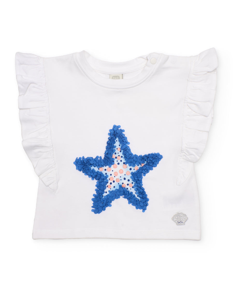 Camiseta de niña de punto y estrella con textura