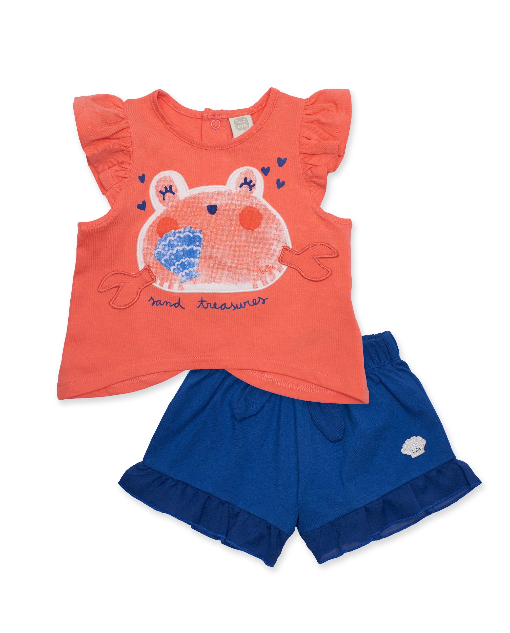 Conjunto de niña de punto y gran estampado marino