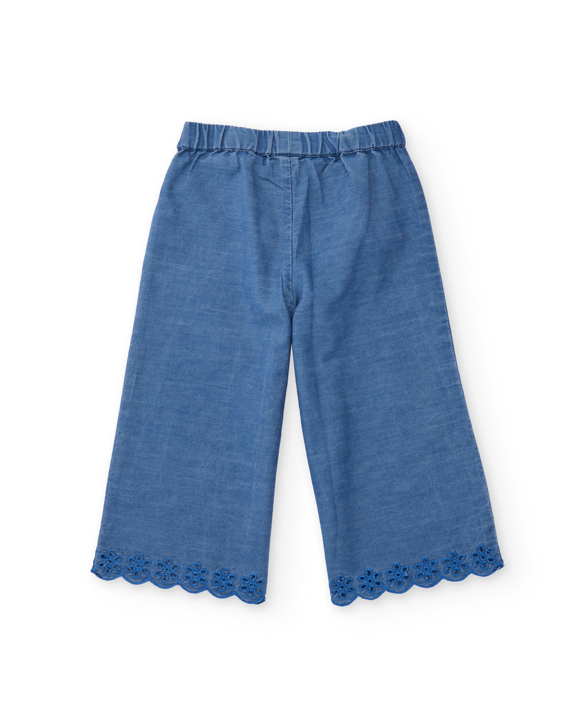 Pantalones de niña de plana y denim ligero
