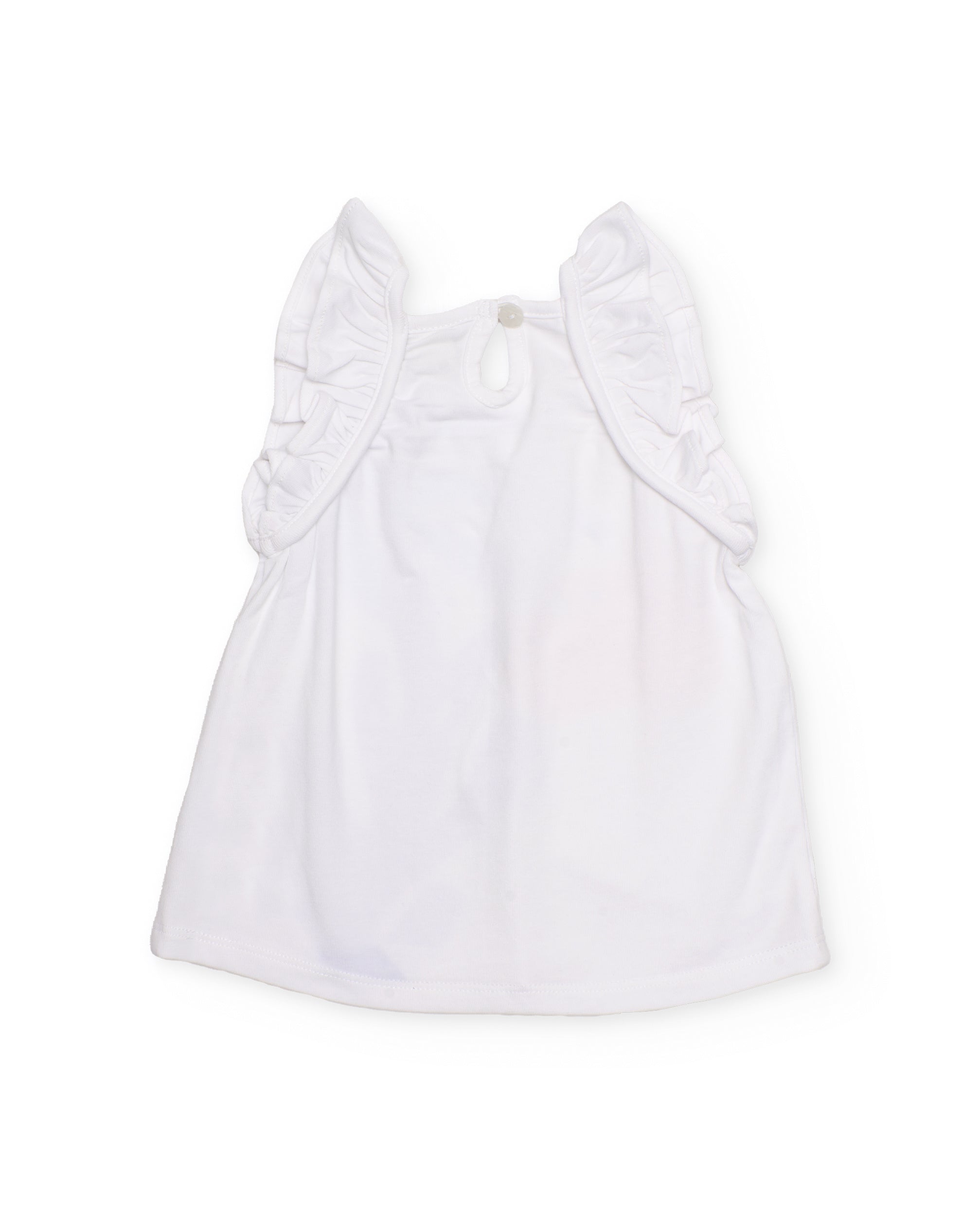 Camiseta de niña de punto y volantes en hombros