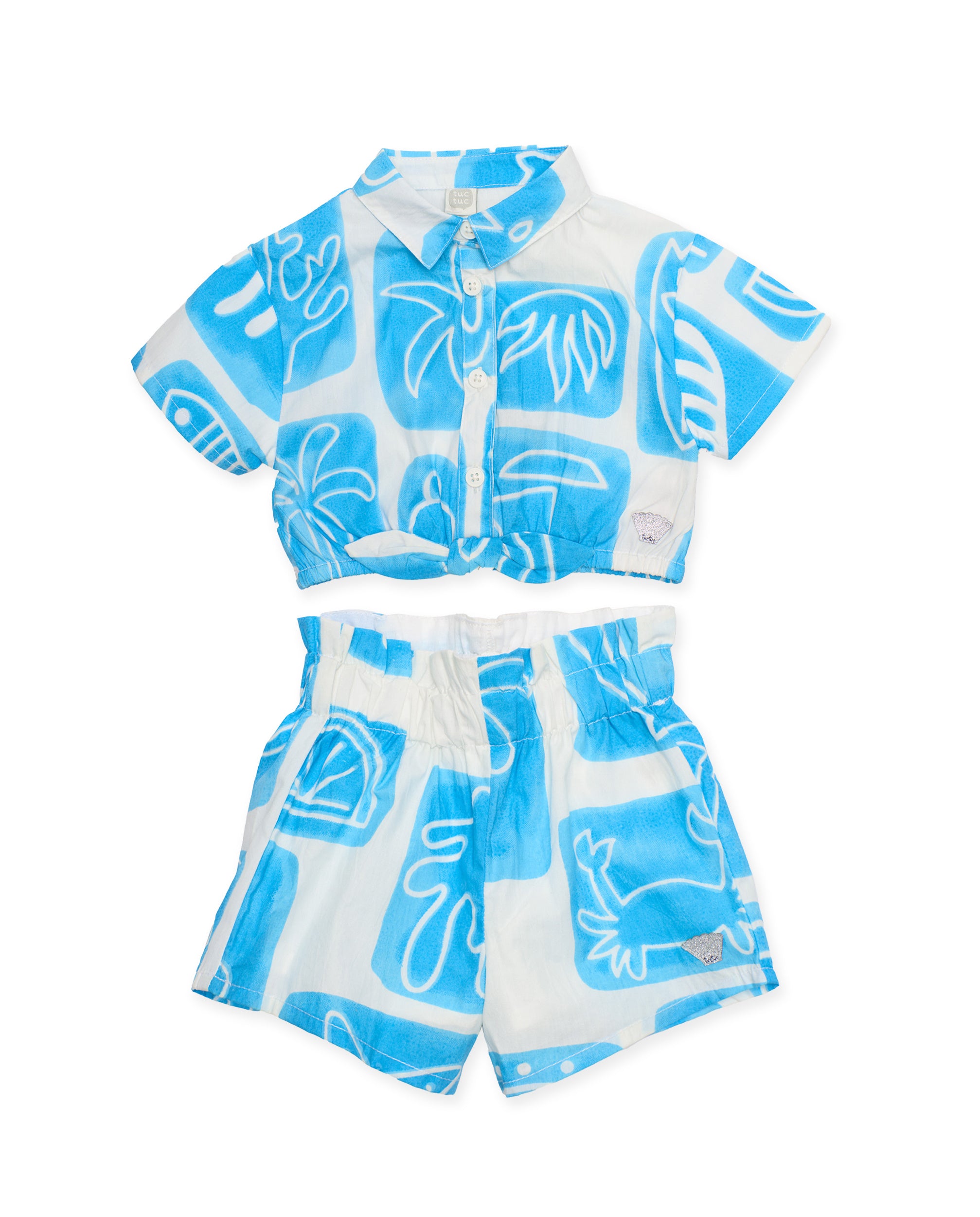Conjunto de niña de plana con diseño tropical