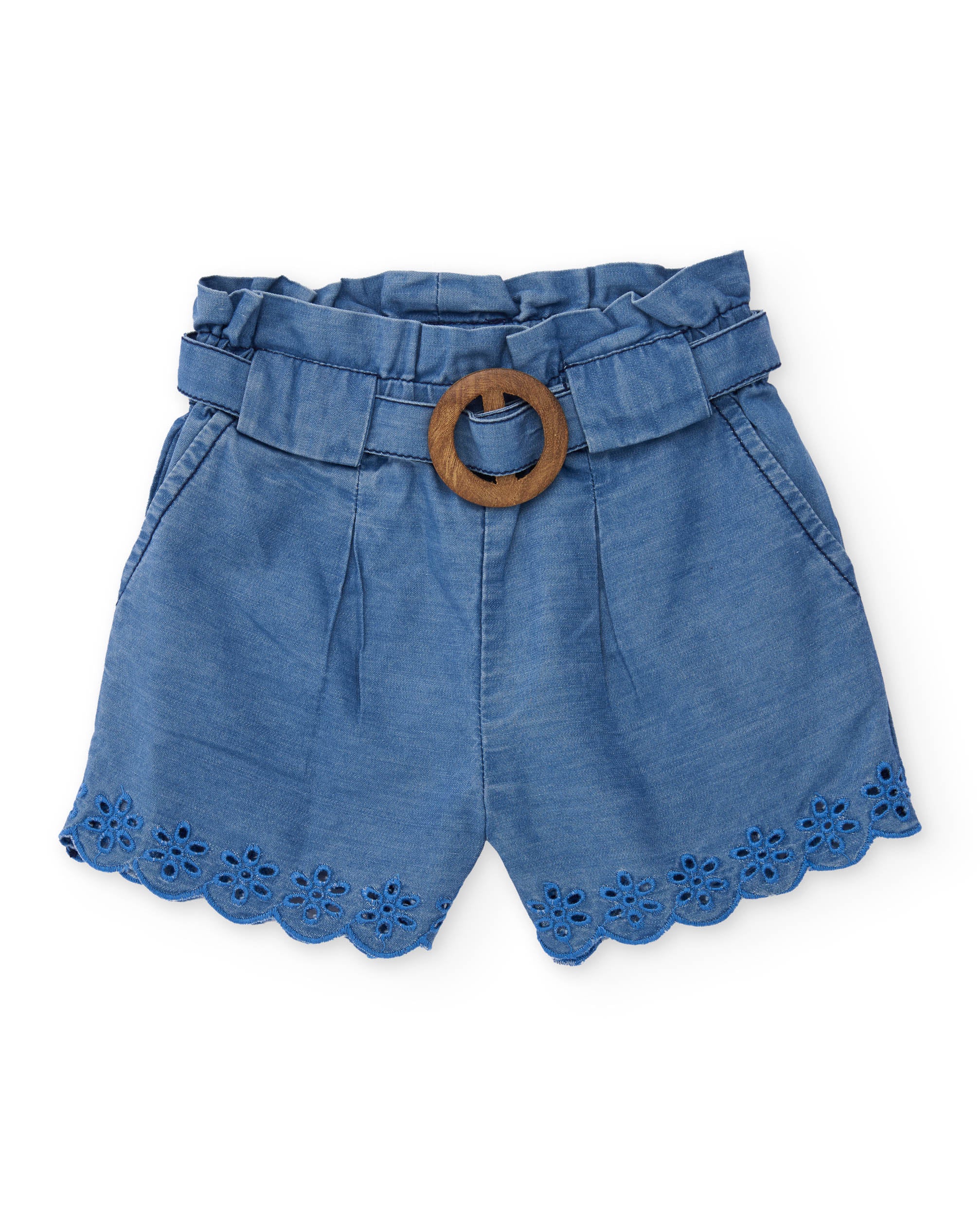Short de niña de plana con bordados florales