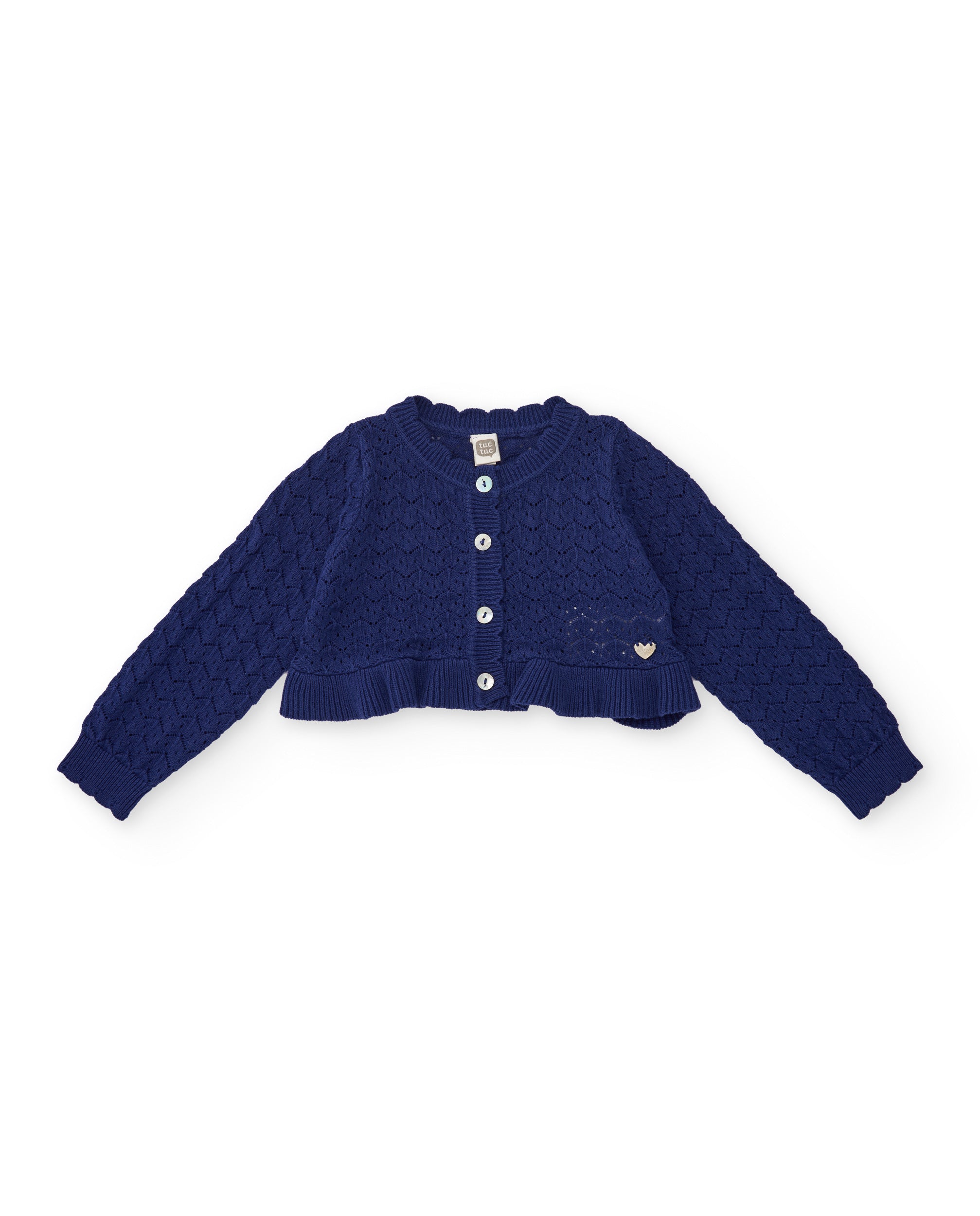 Chaqueta de niña de tricot con diseño calado