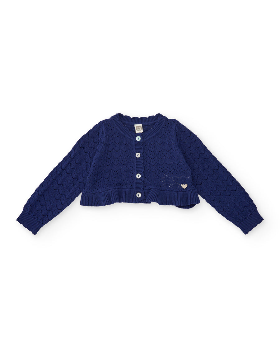 Chaqueta de niña de tricot con diseño calado