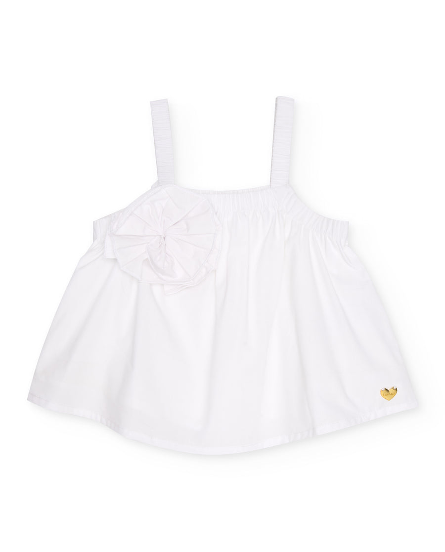 Blusa de niña de plana con aplique de flor