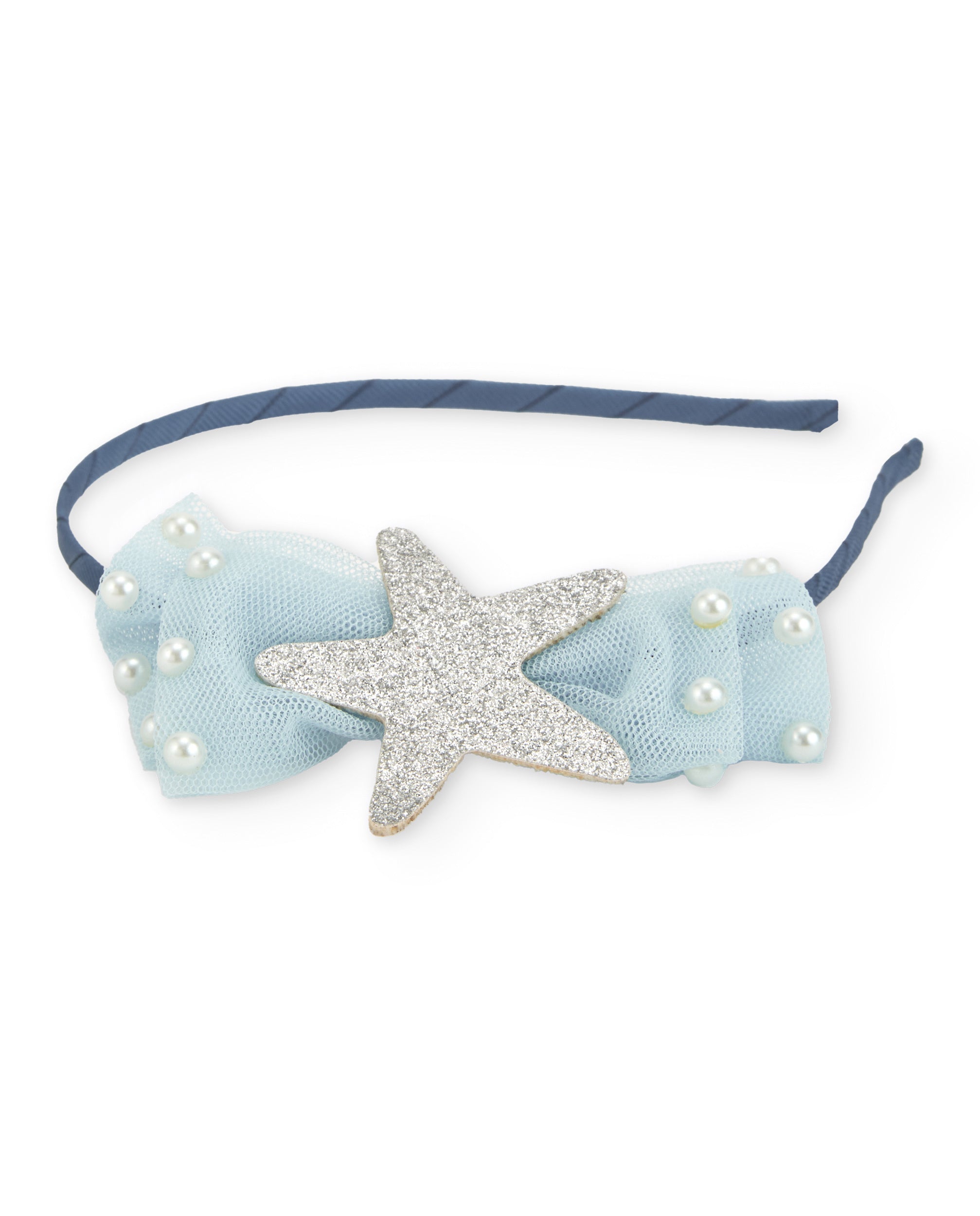 Diadema de niña de plana con lazo de tul