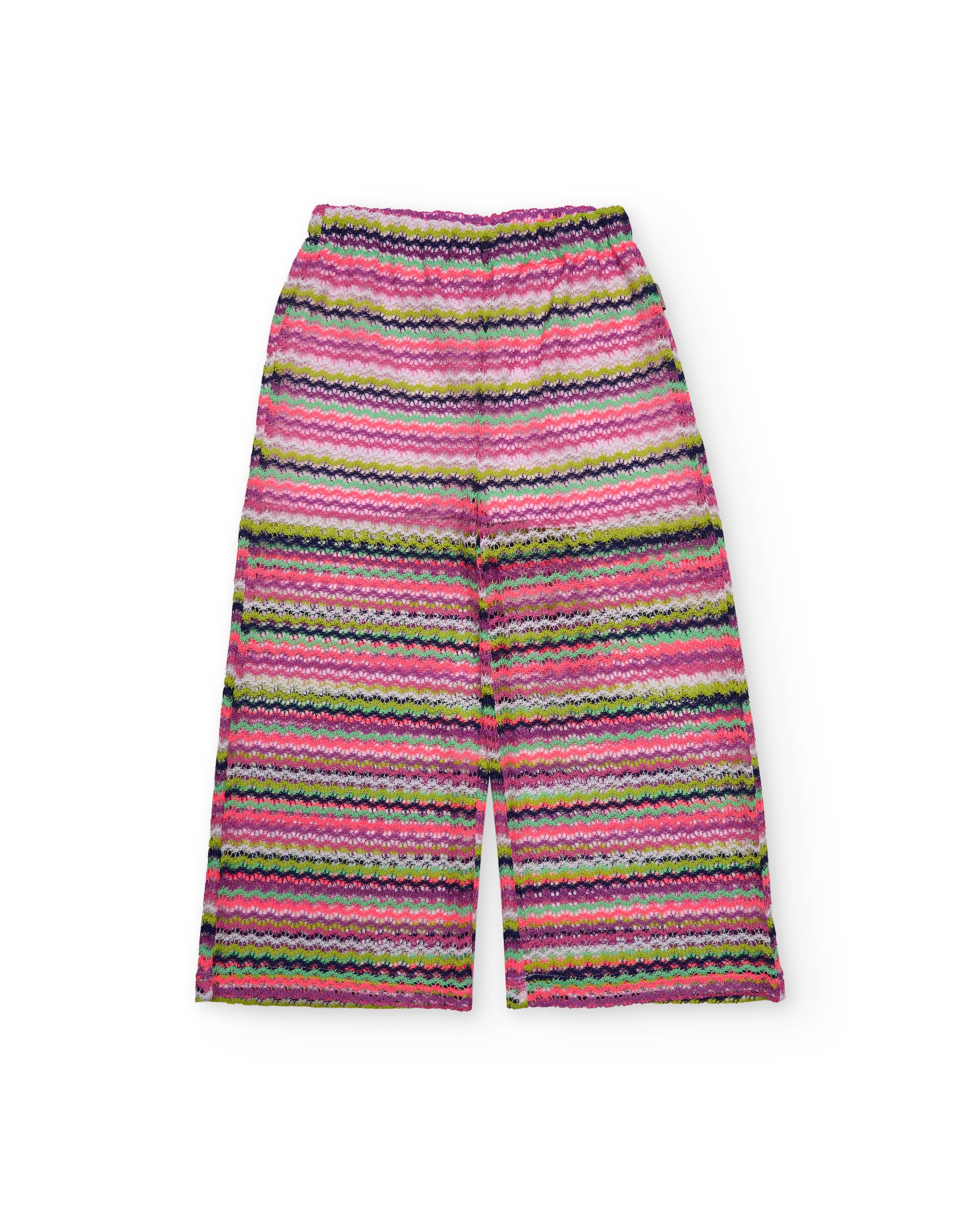Pantalones de niña de punto y estampado en zig zag