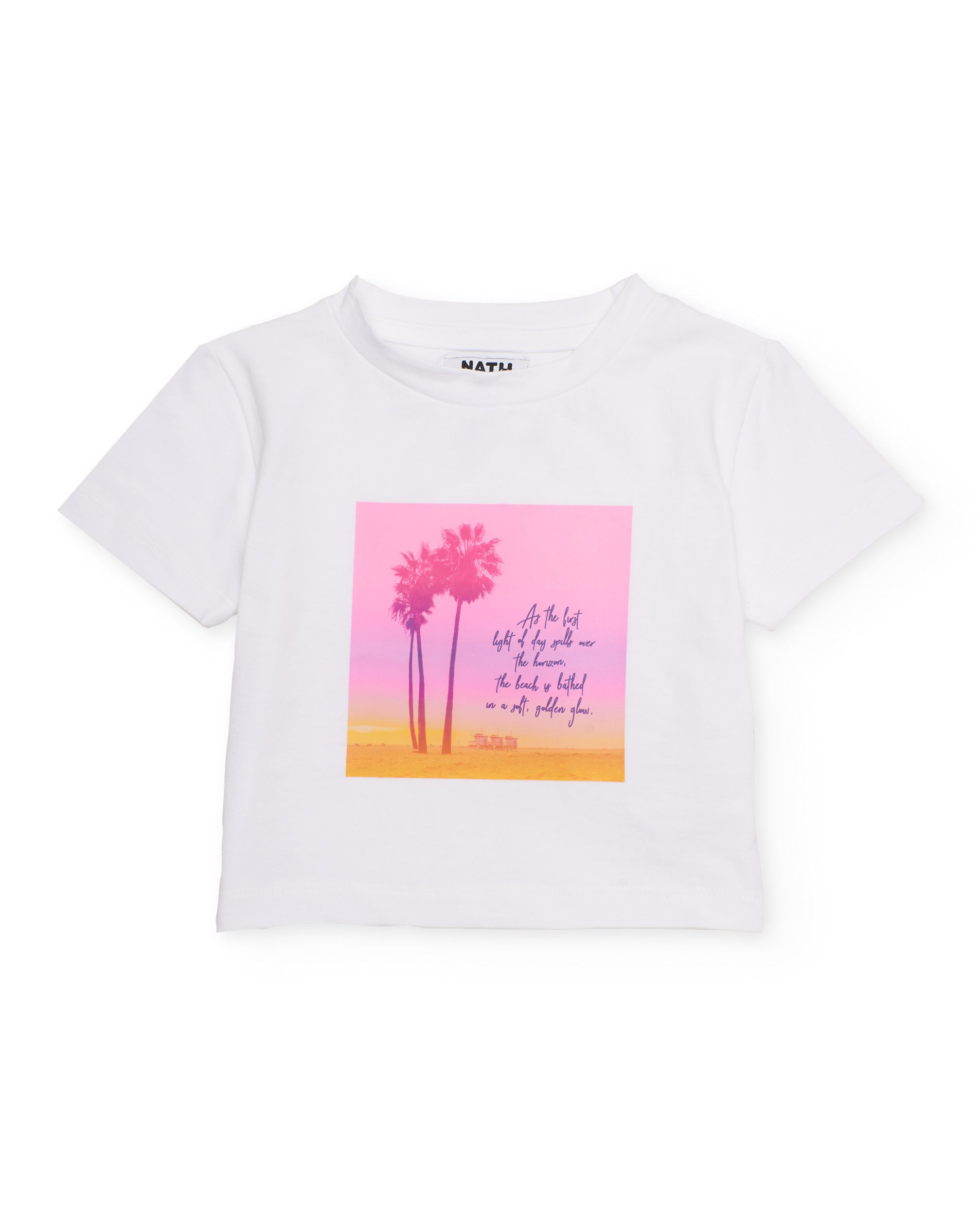 Camiseta de niña de punto con ilustración de palmera