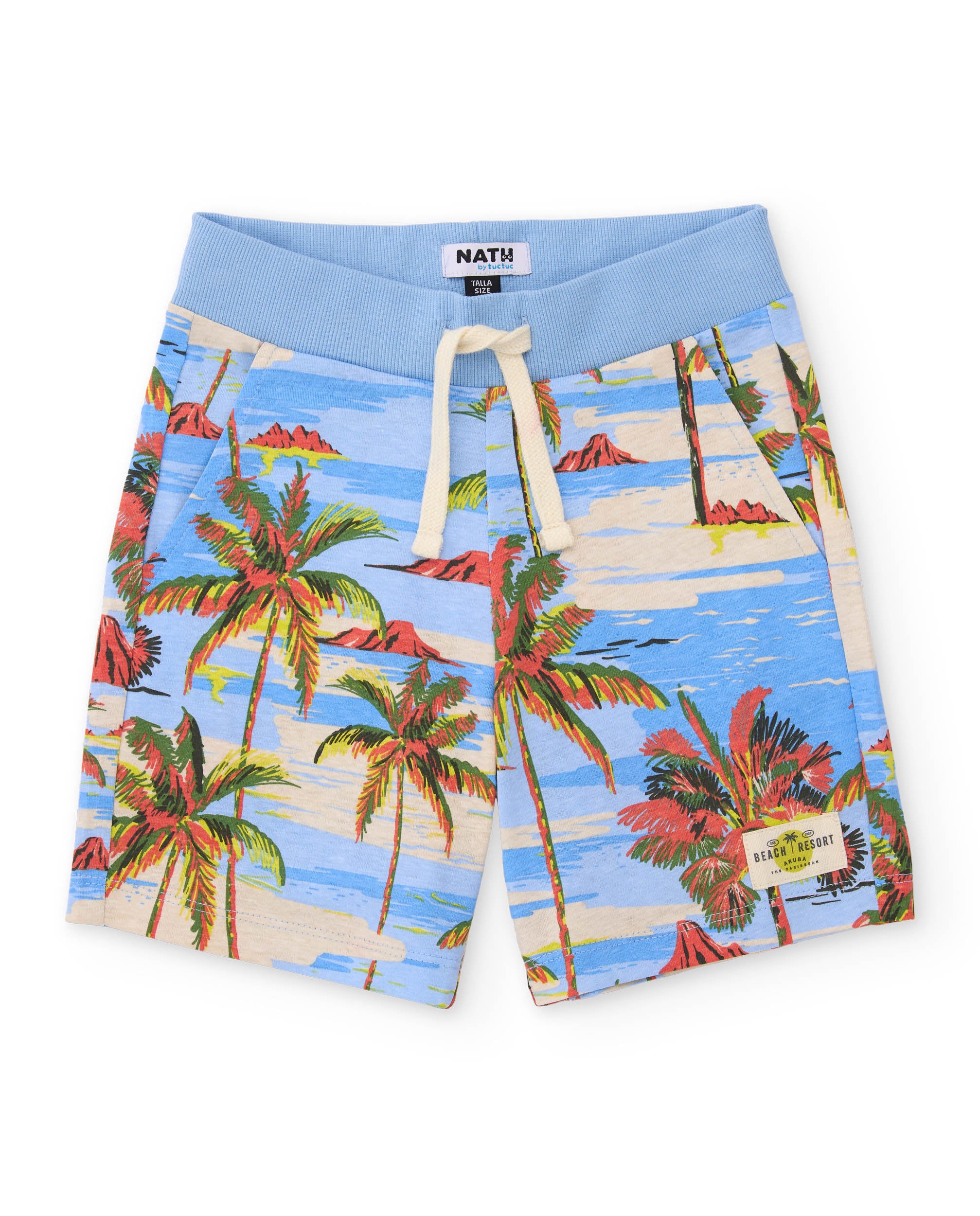 Bermuda de niño de punto con estampado de palmeras