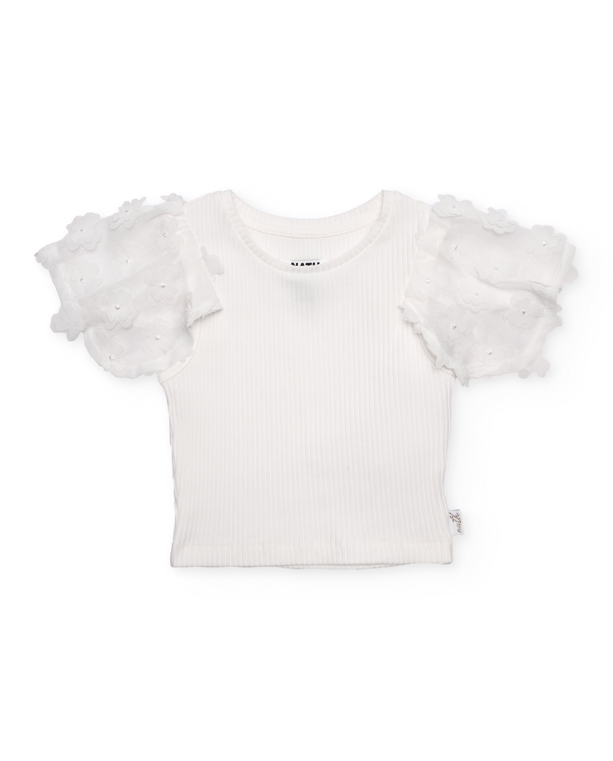 Camiseta de niña de punto con mangas abullonadas