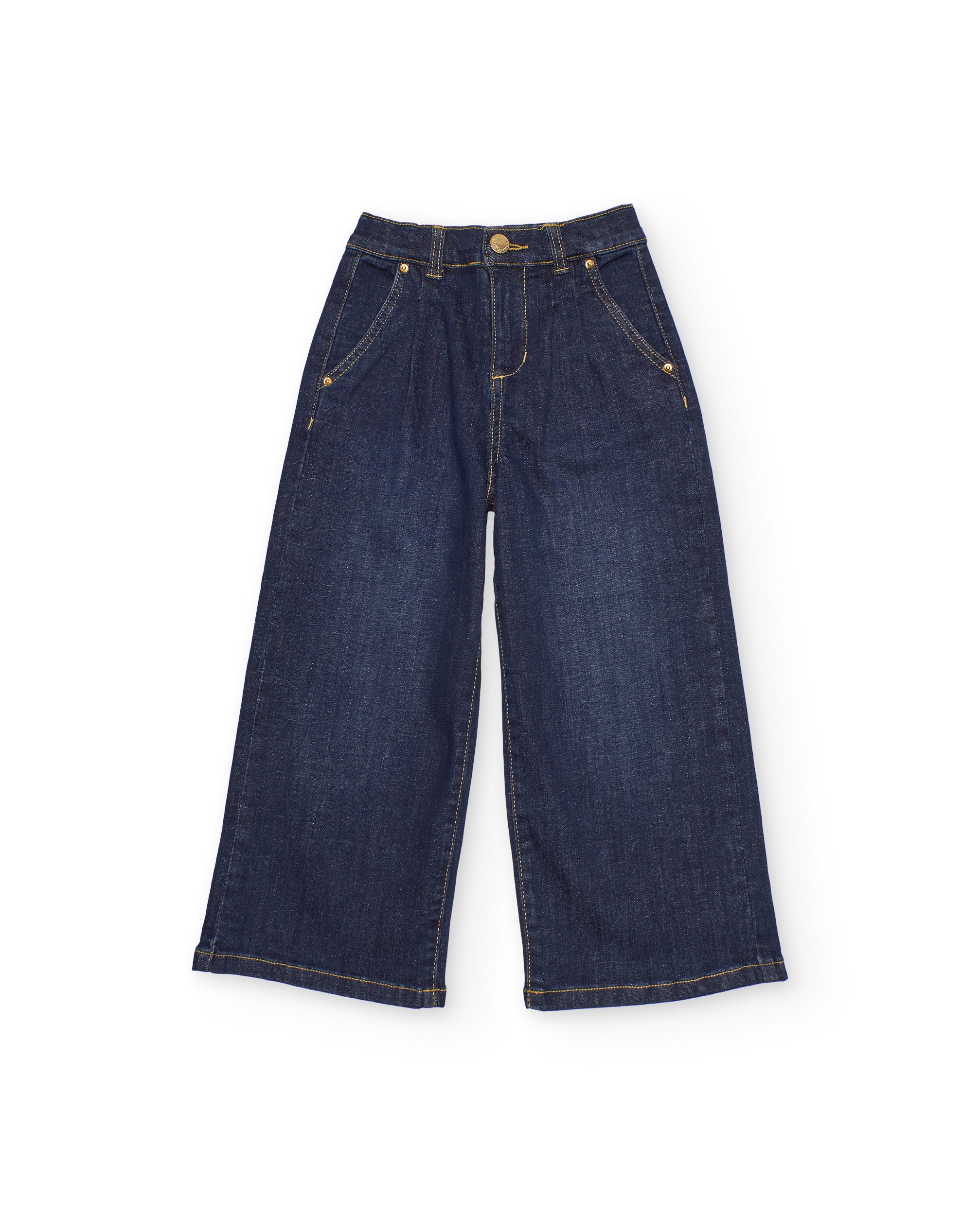 Pantalones de niña de plana y tejido denim