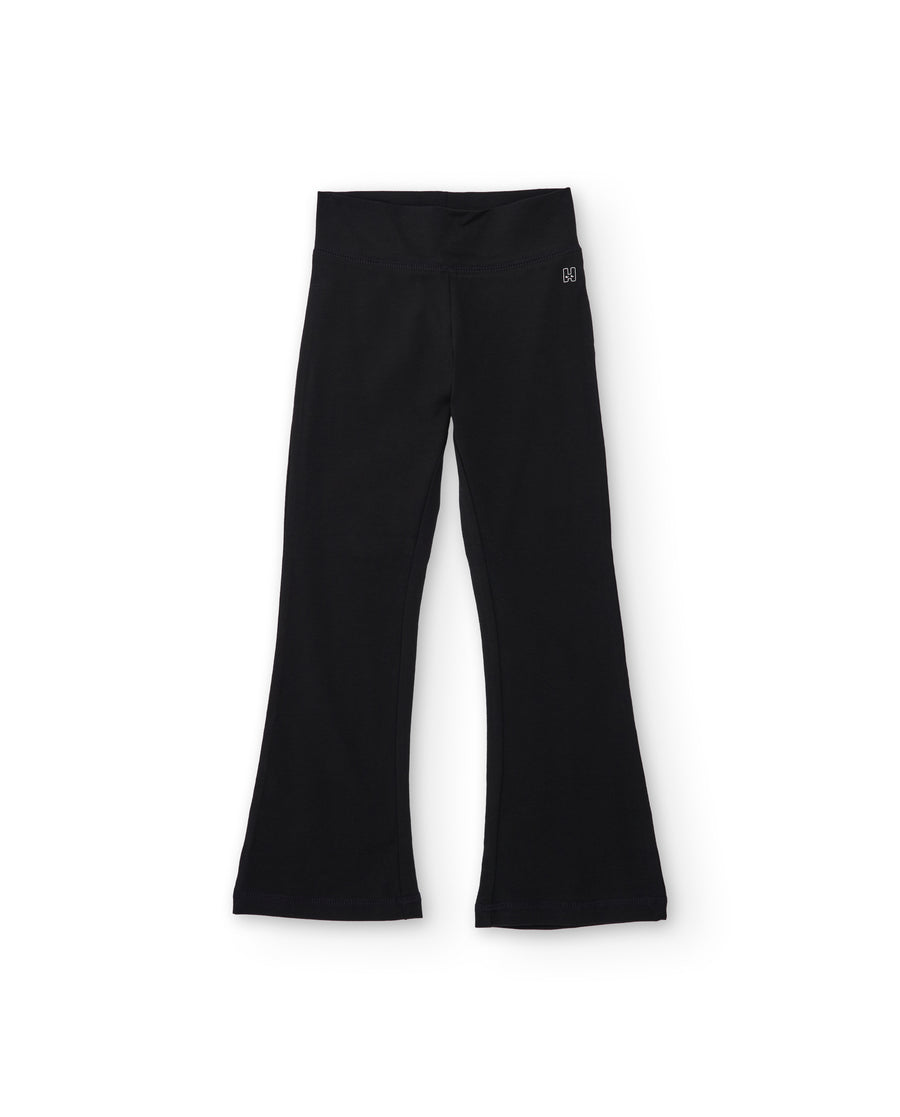 Pantalones de niña de punto y pierna acampanada