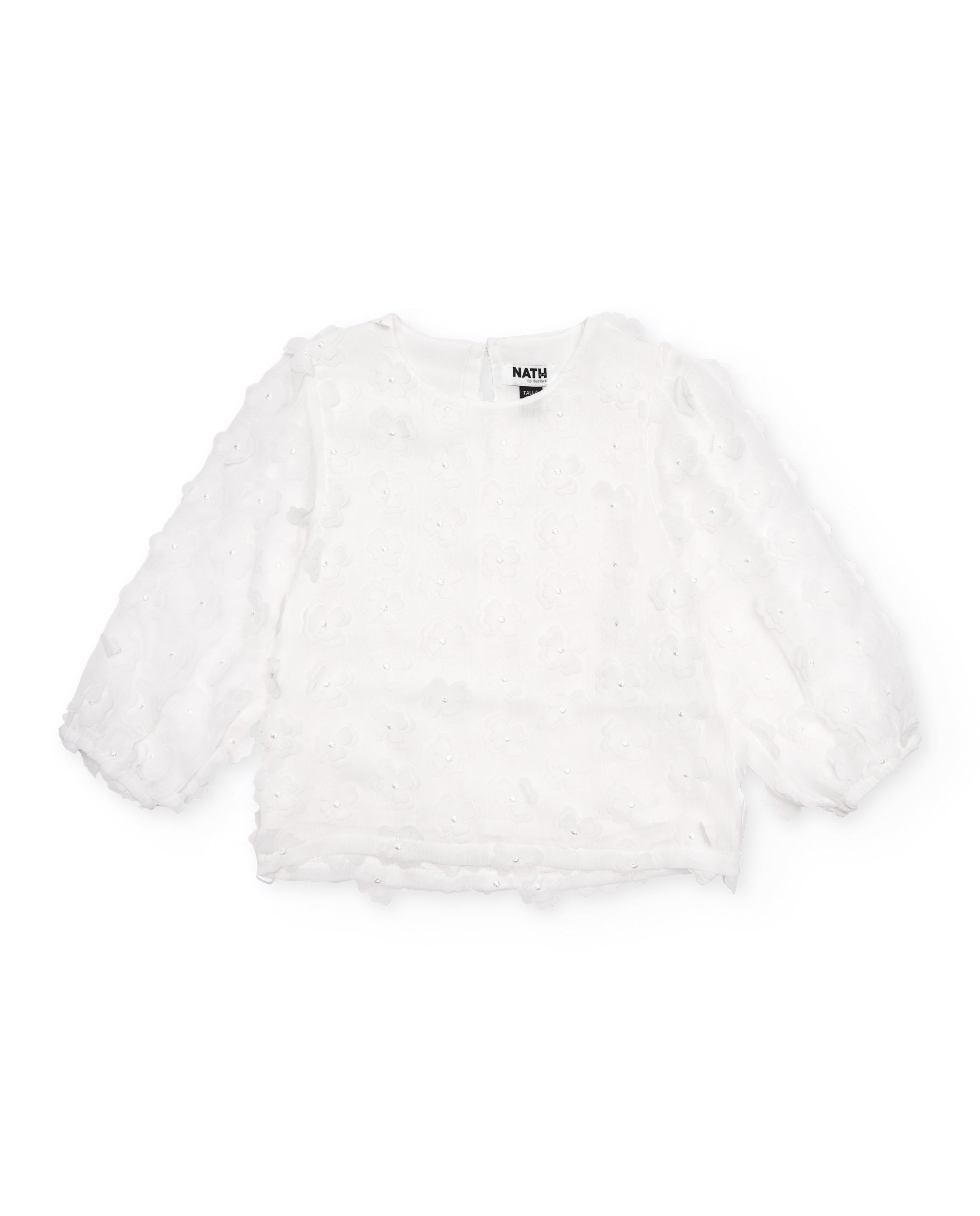 Blusa de niña de plana con aplicaciones florales