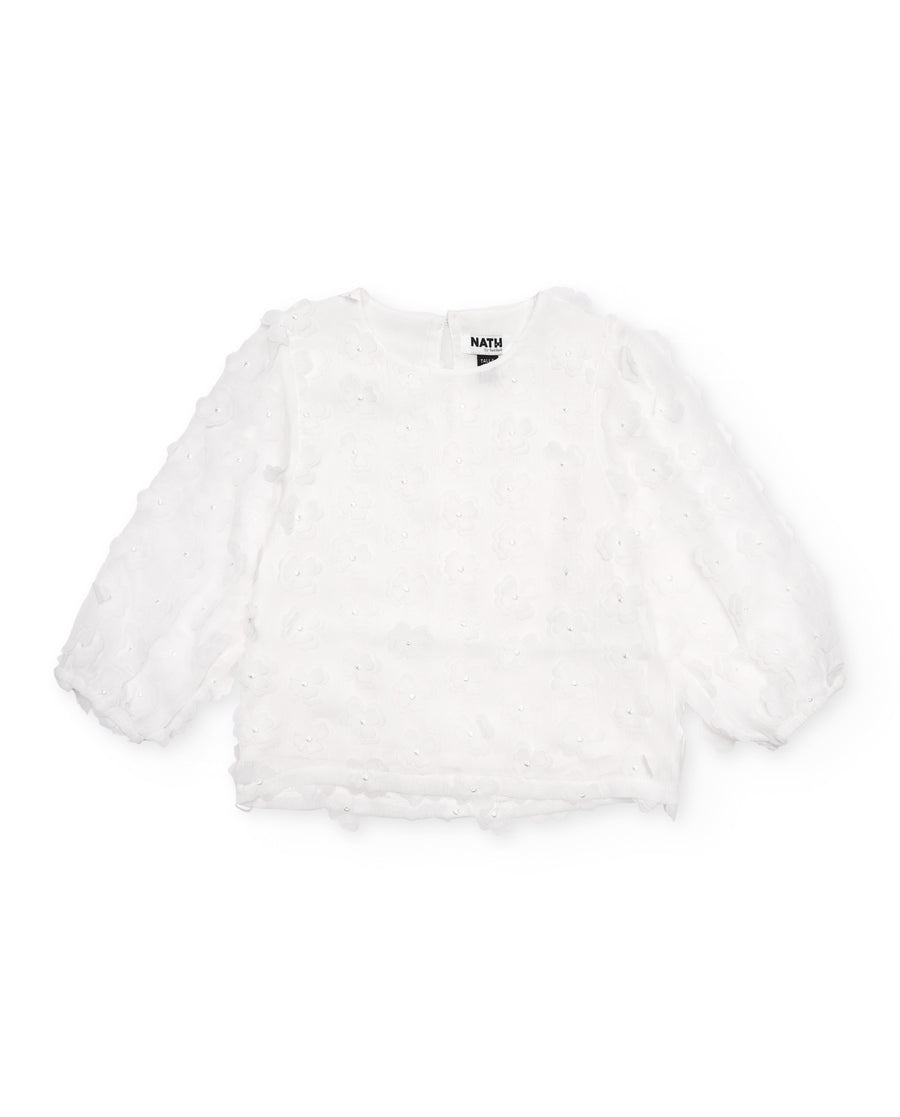Blusa de niña de plana con aplicaciones florales