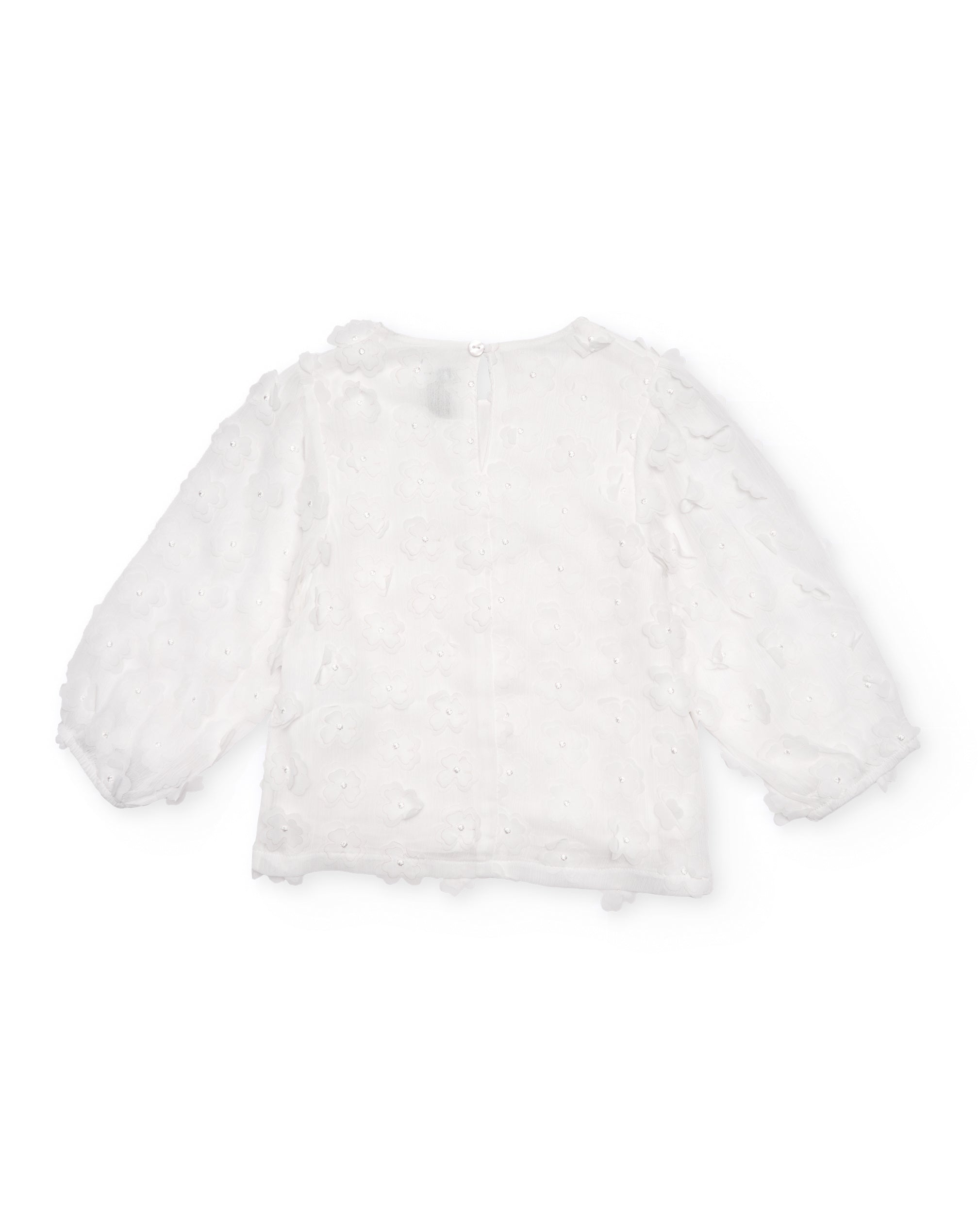 Blusa de niña de plana con aplicaciones florales