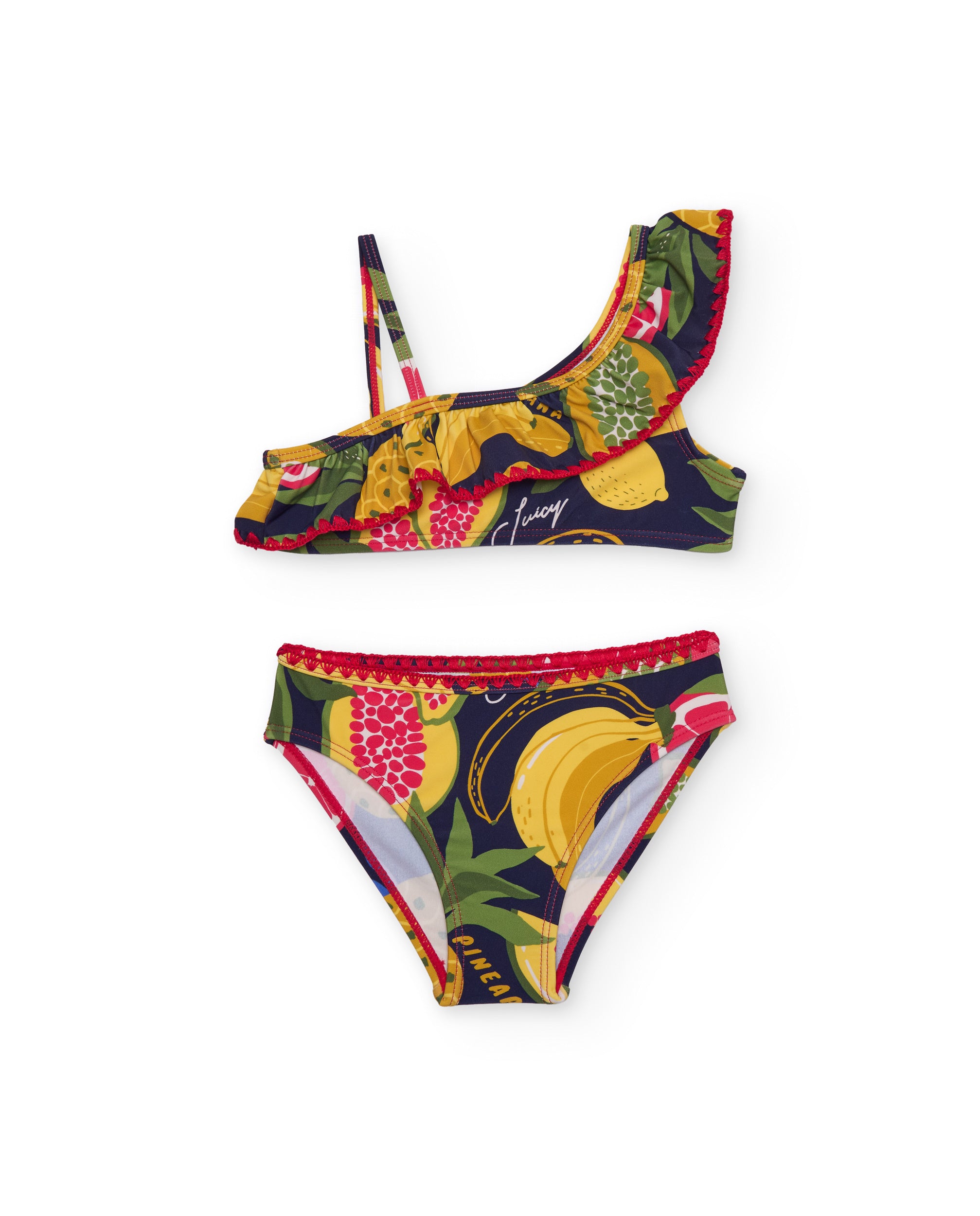Bikini de niña de punto con volante en escote