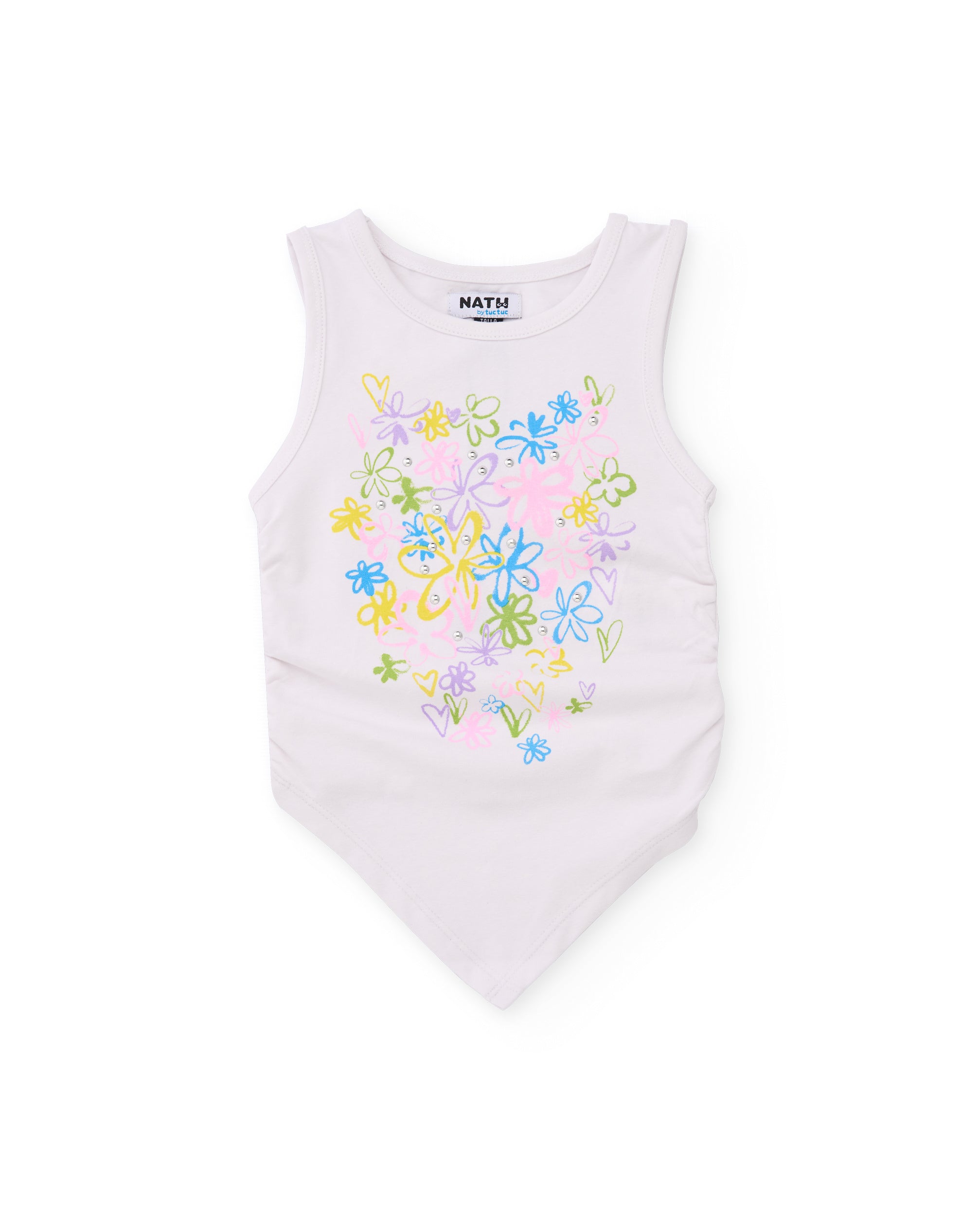 Camiseta de niña de punto con bajo acabado en pico