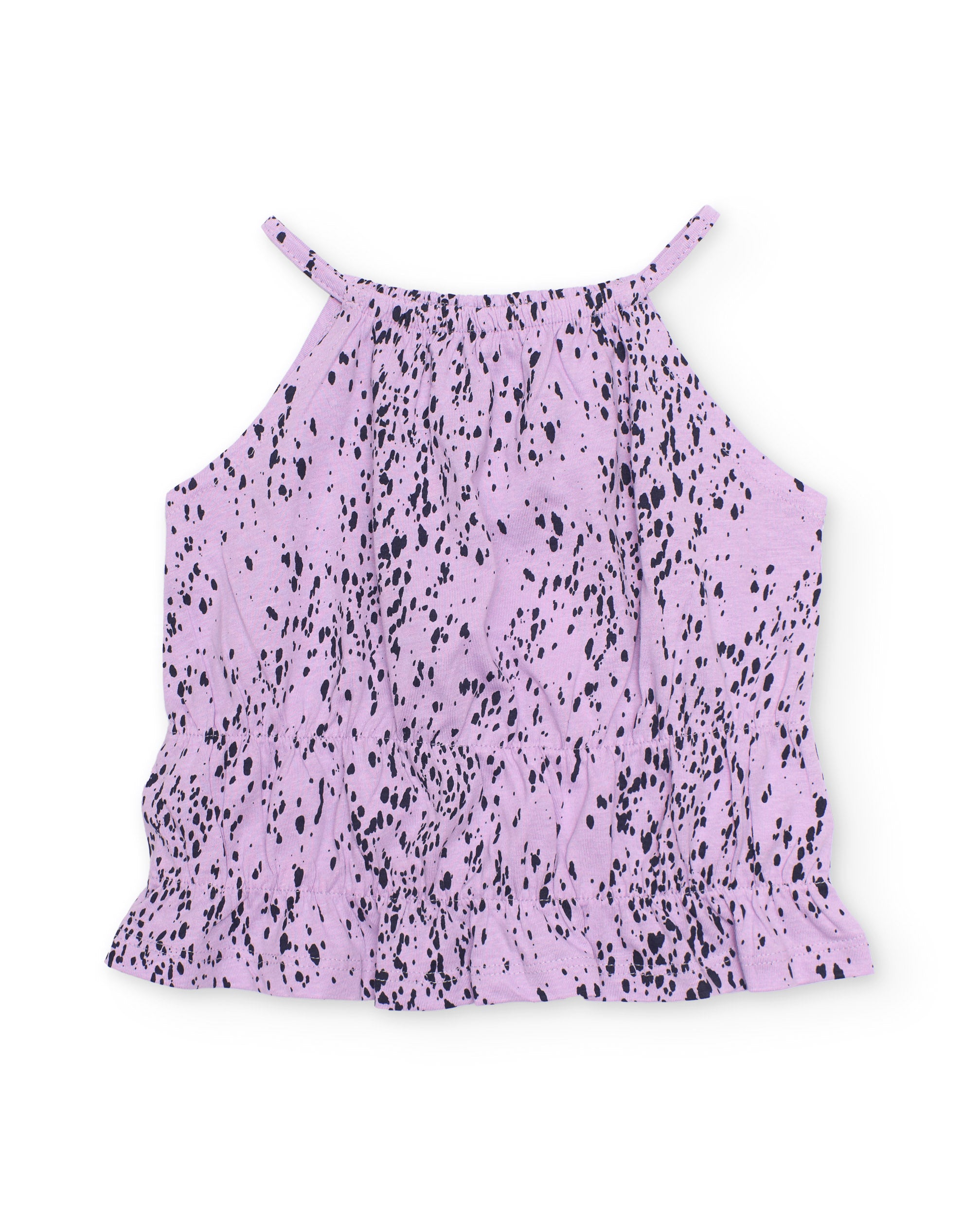 Top de niña de punto con estampado de motas