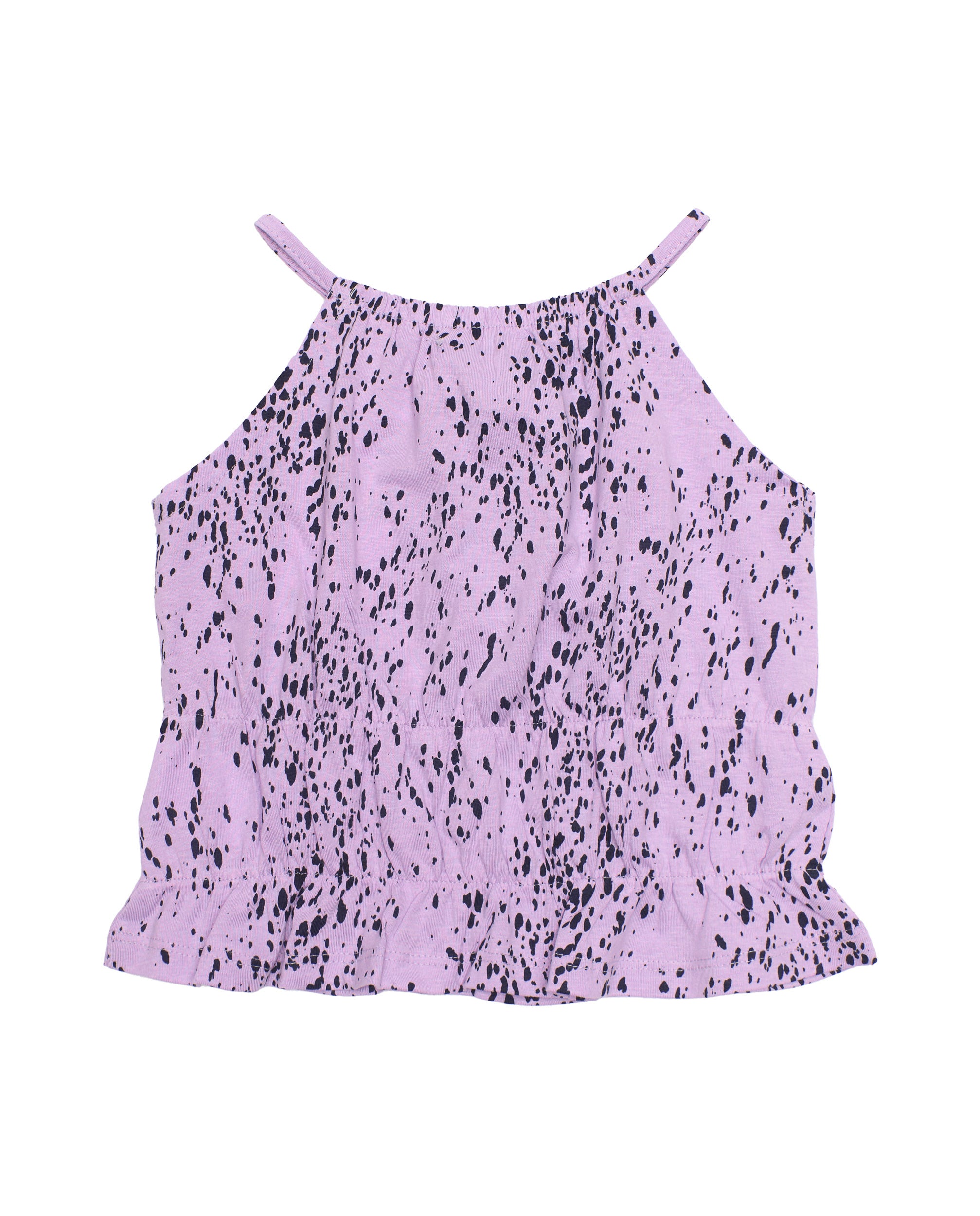 Top de niña de punto con estampado de motas
