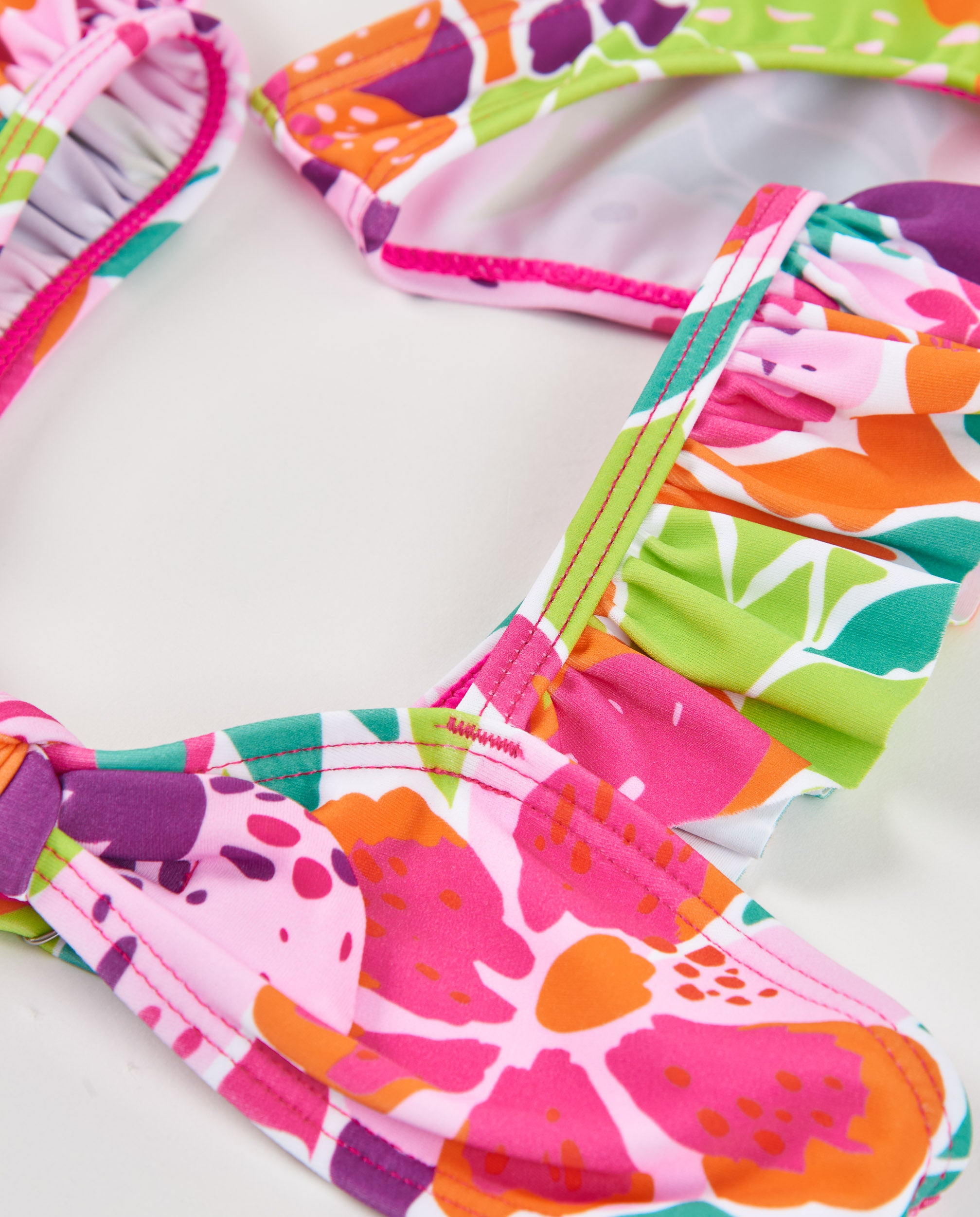 Bikini de niña de punto con volantes en tirantes