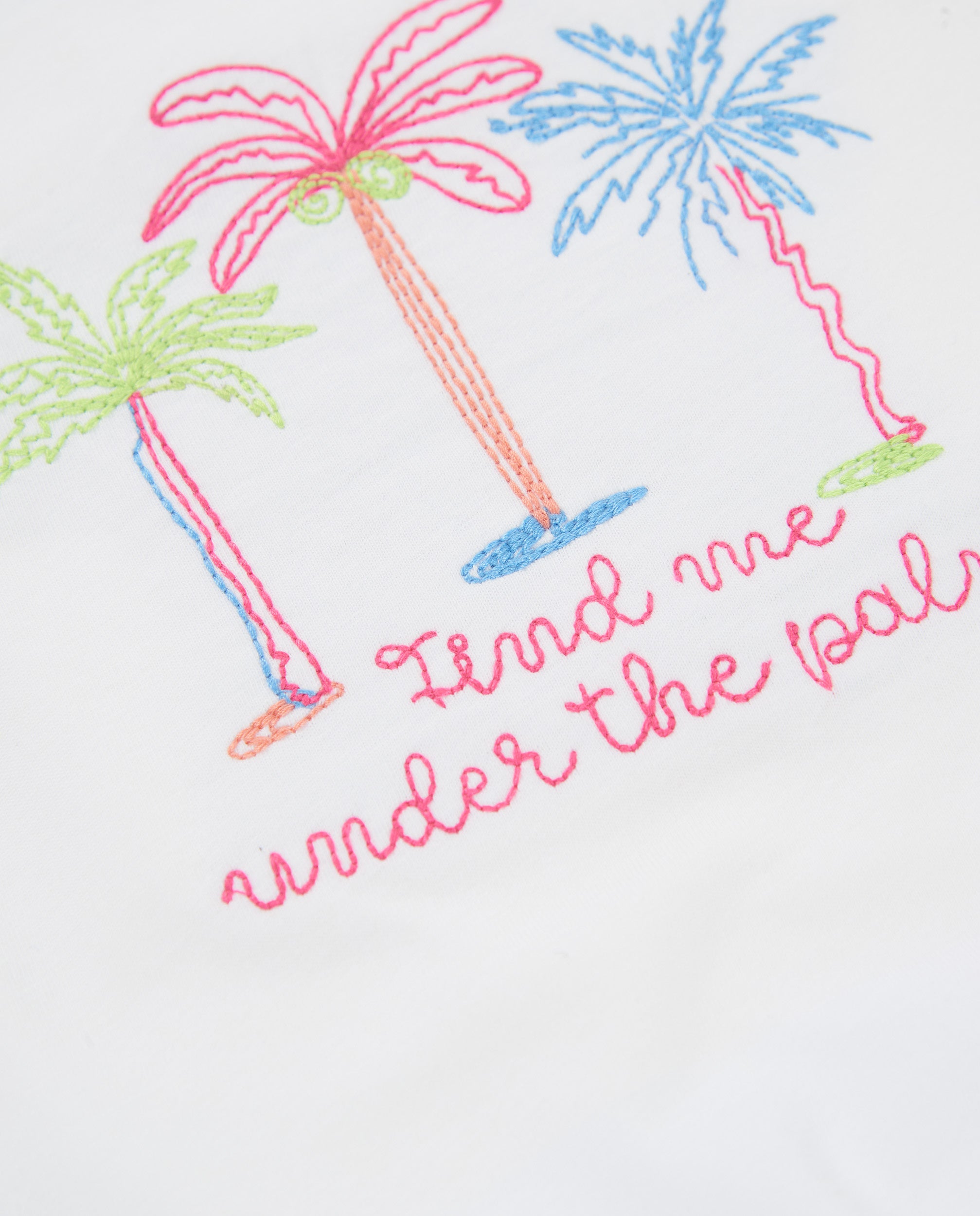 Camiseta de niña de punto con bordado de palmeras