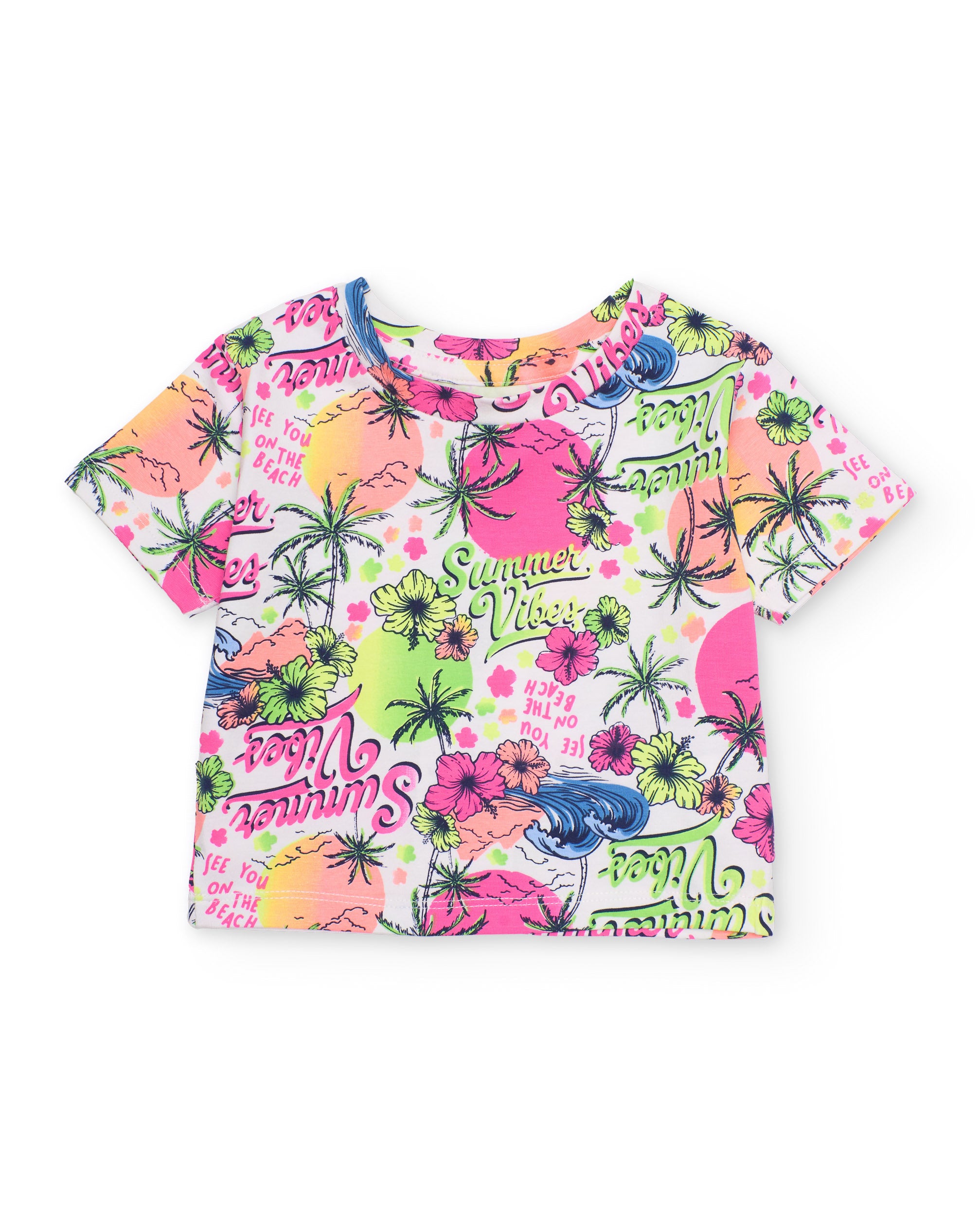 Camiseta de niña de punto con estampado veraniego