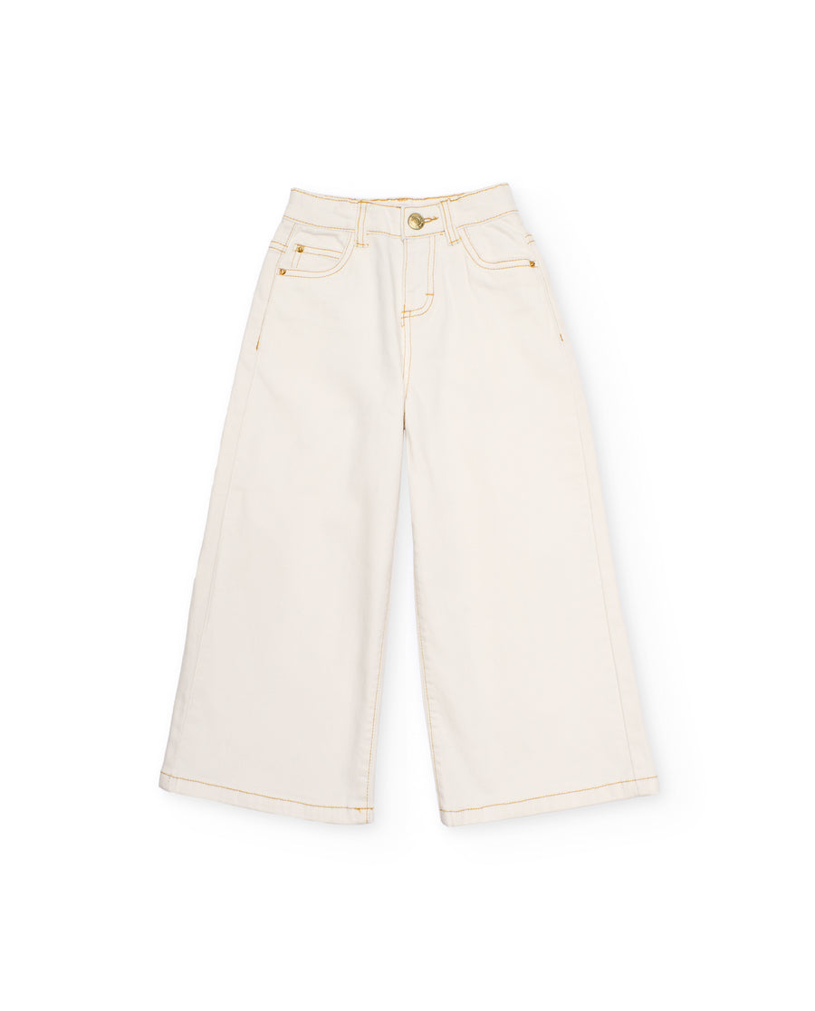 Pantalones de niña de plana con pernera ancha