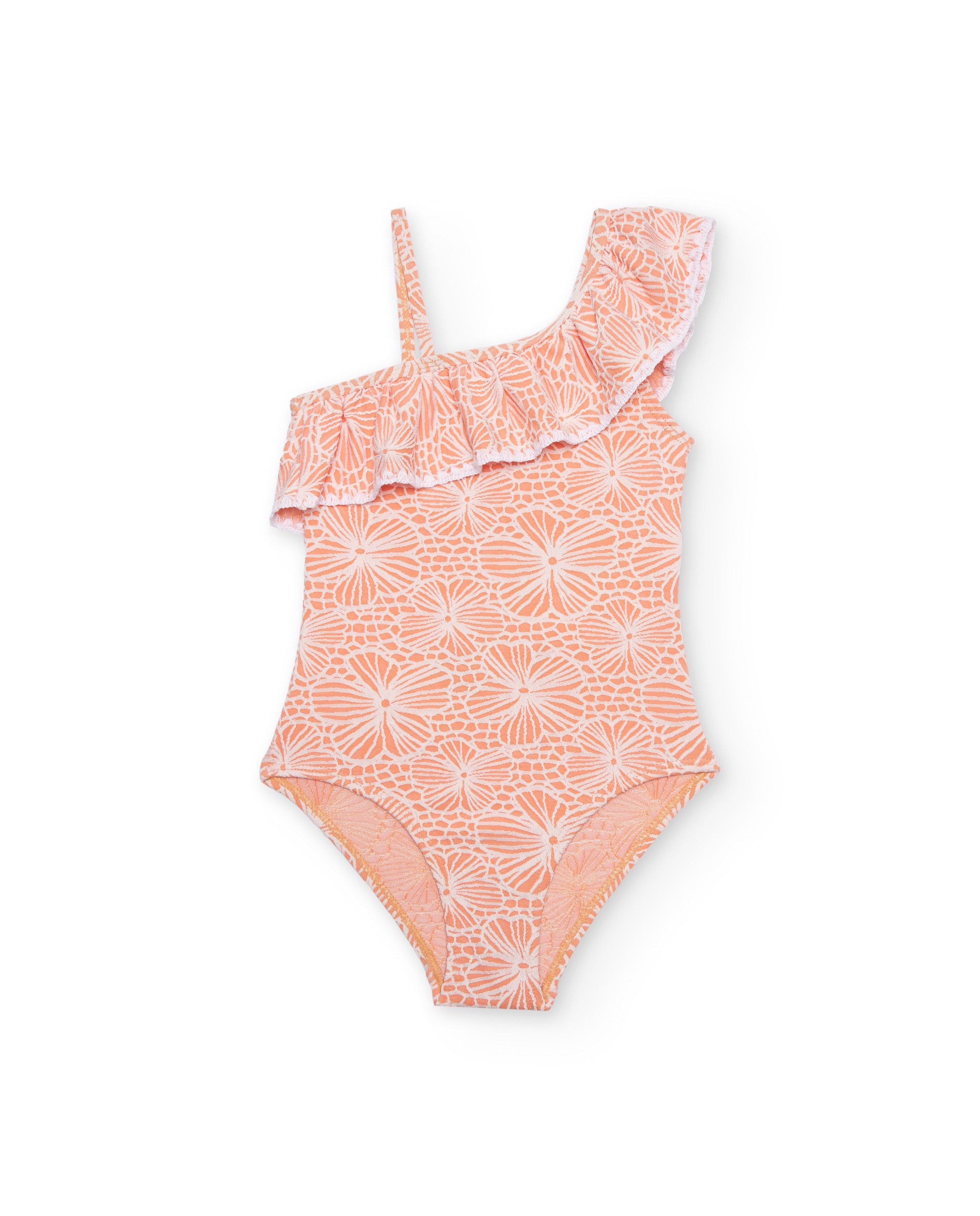 Bañador de niña de punto con diseño asimétrico
