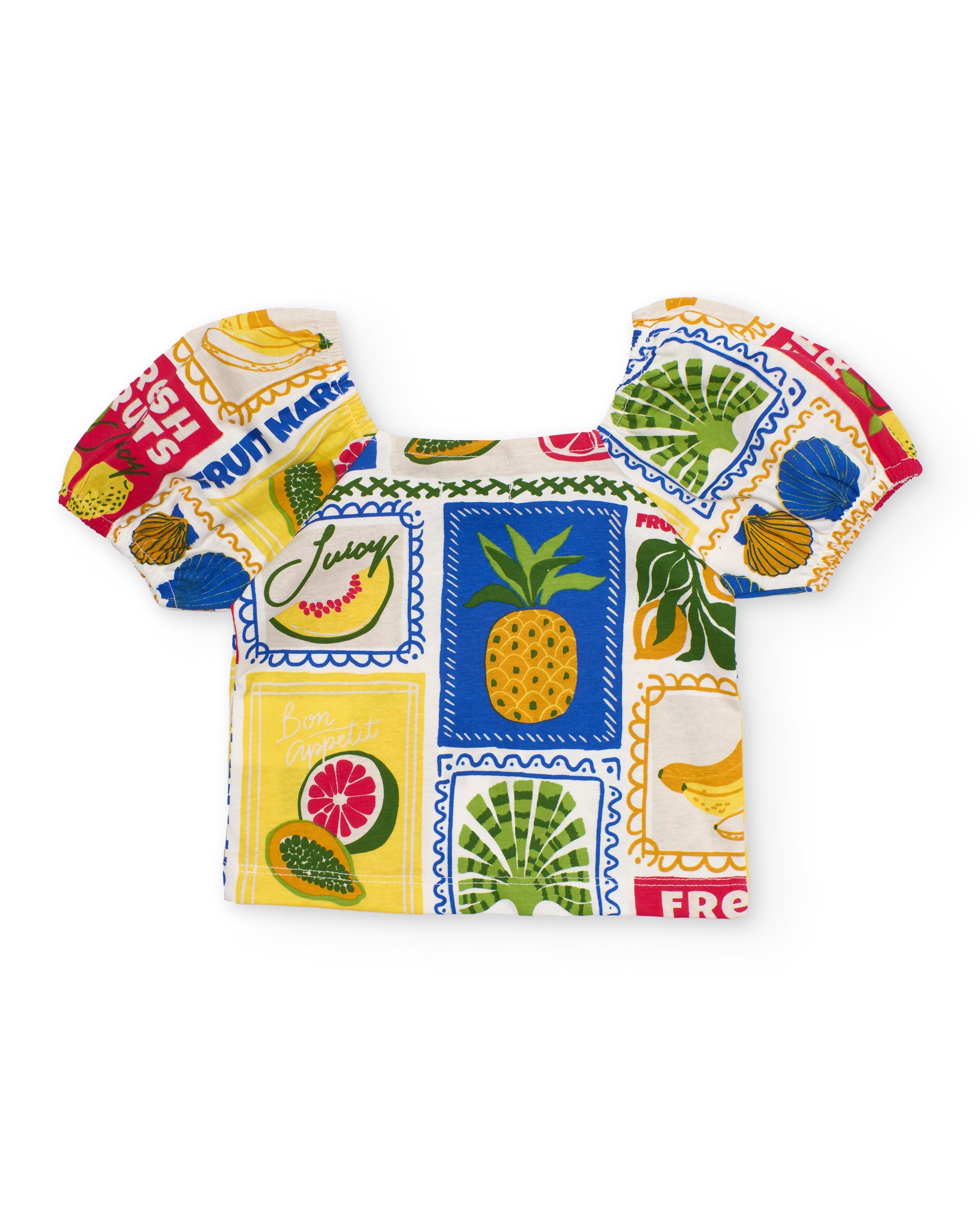 Blusa de niña de punto con mangas abullonadas