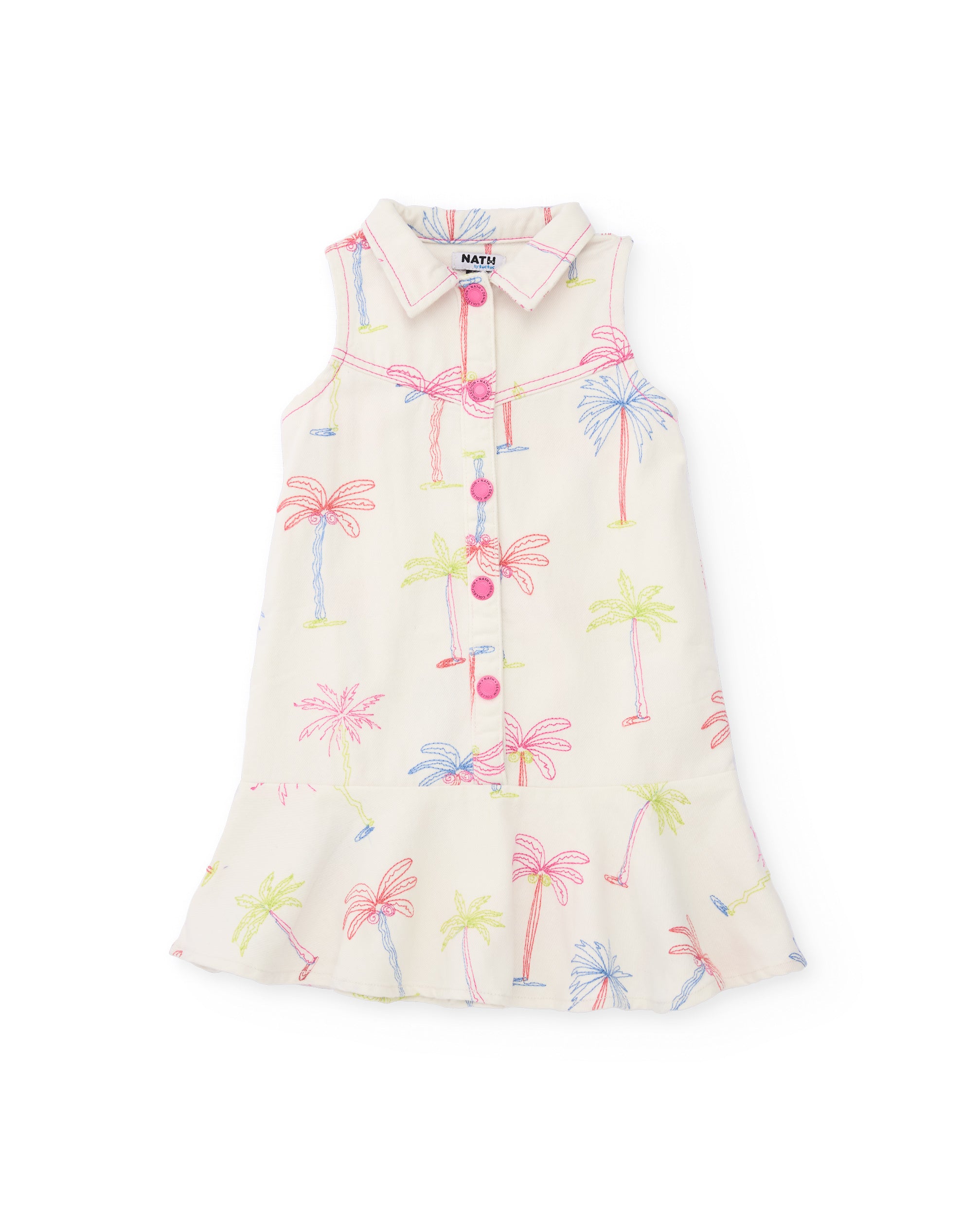 Vestido de niña de plana y estampado palmeras
