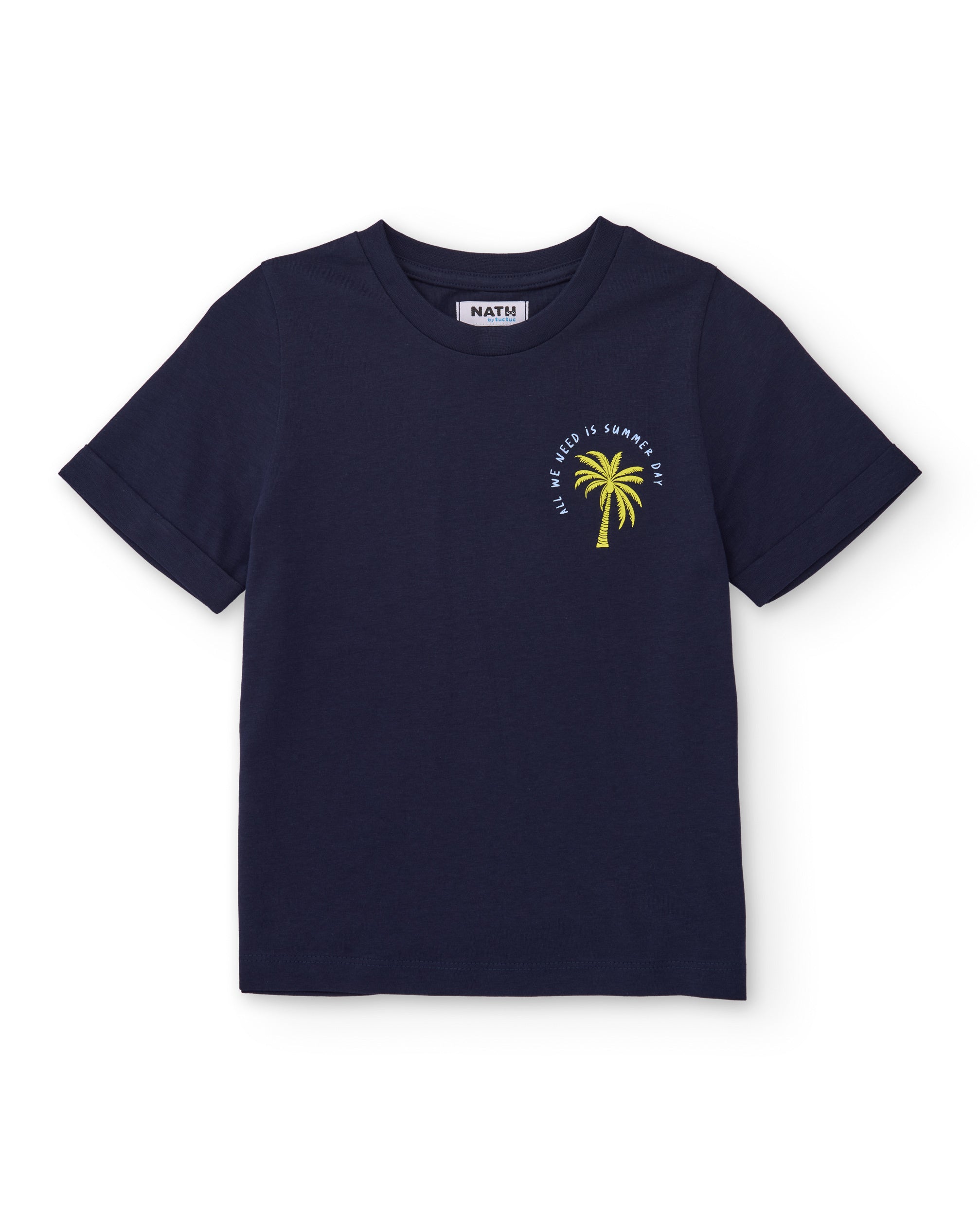 Camiseta de niño de punto con detalle de palmera